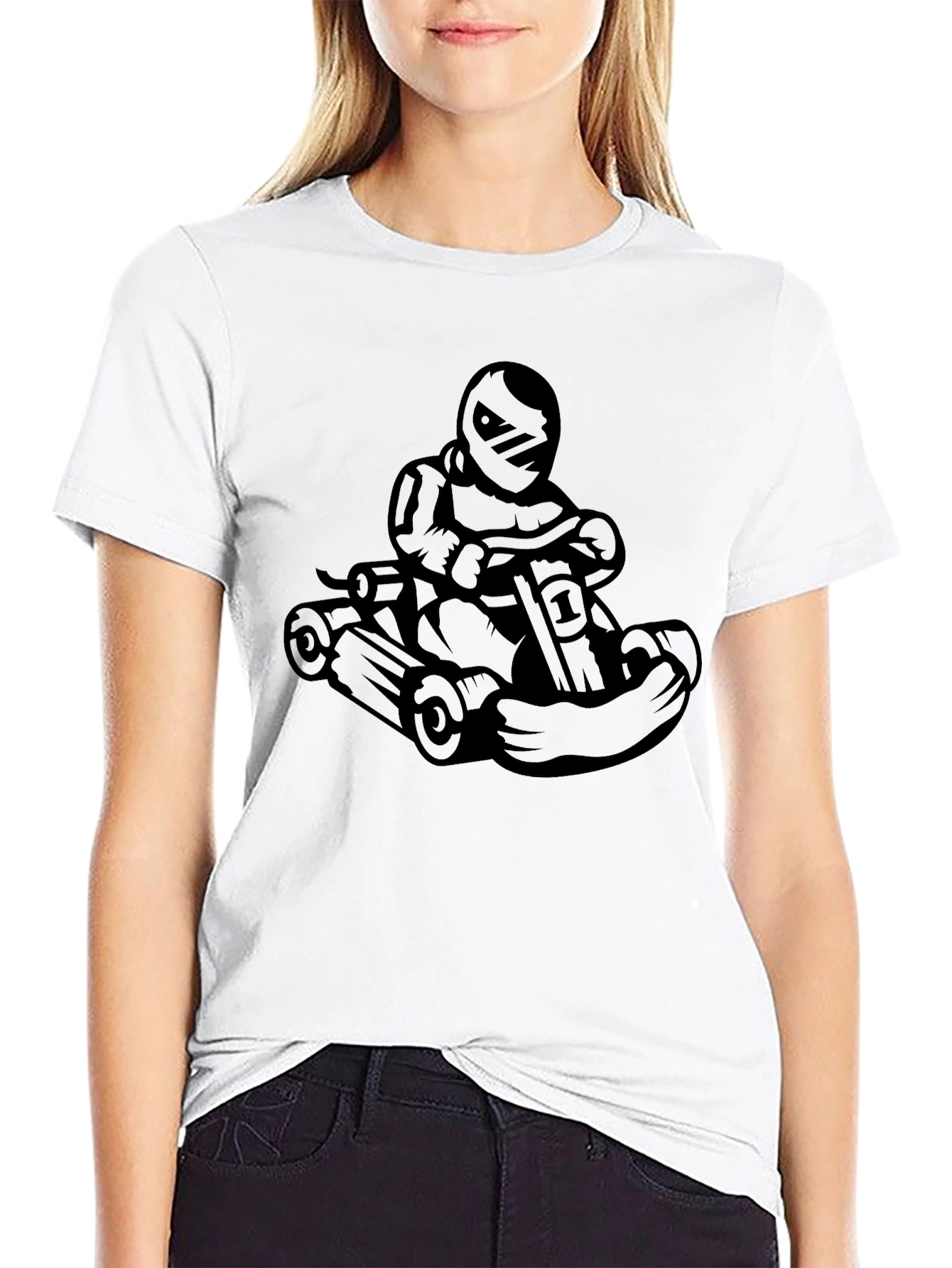 Mens Black Kart Racer Graphic Tee