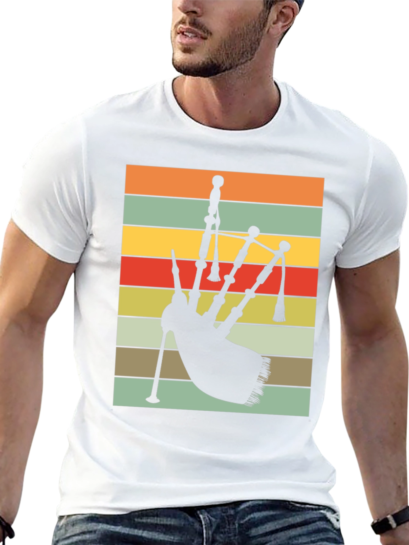 Retro Bagpipe Silhouette T-Shirt