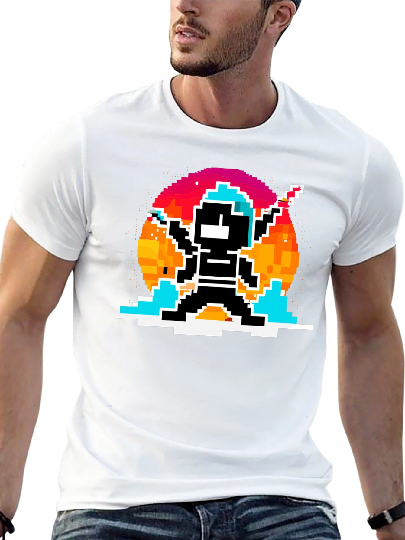 Retro Pixel Ninja T-Shirt - Black