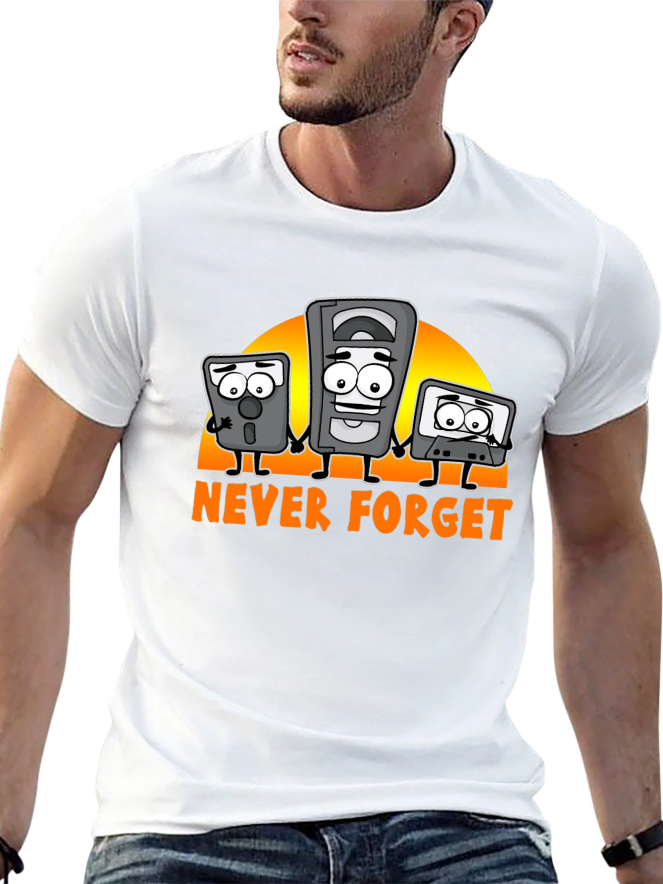 Never Forget Retro Tech Black T-Shirt