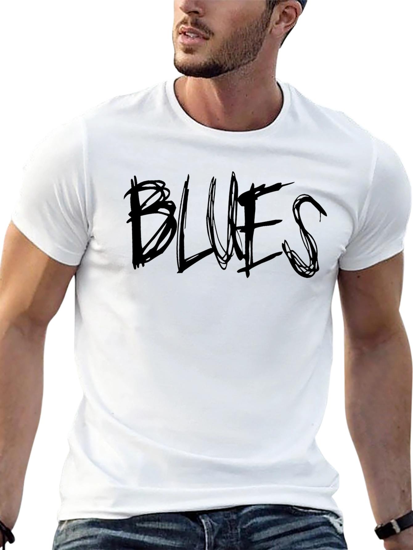 Blues Graphic Tee - Black Cotton T-Shirt