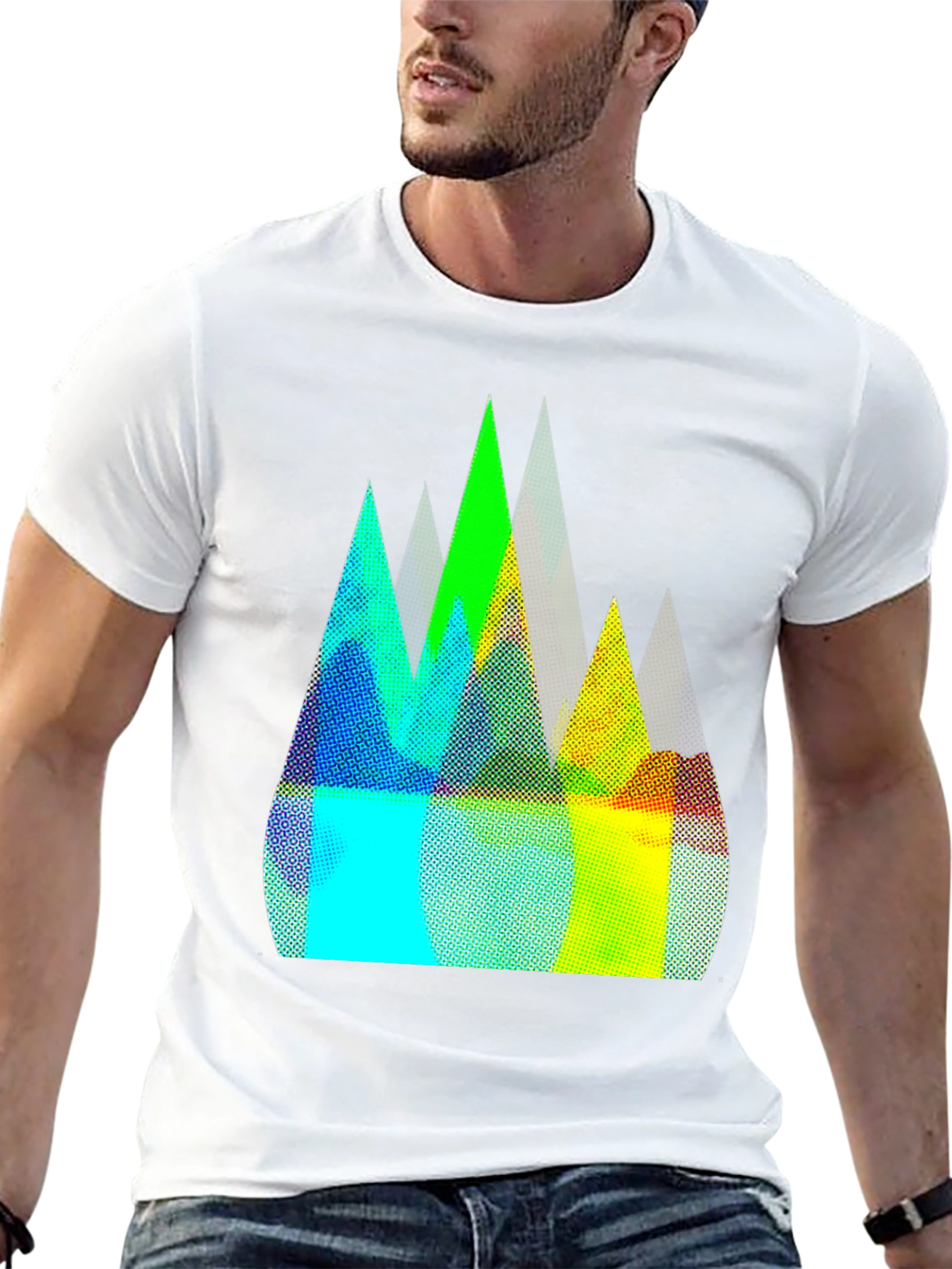 Abstract Mountain Peaks Graphic Tee - Black
