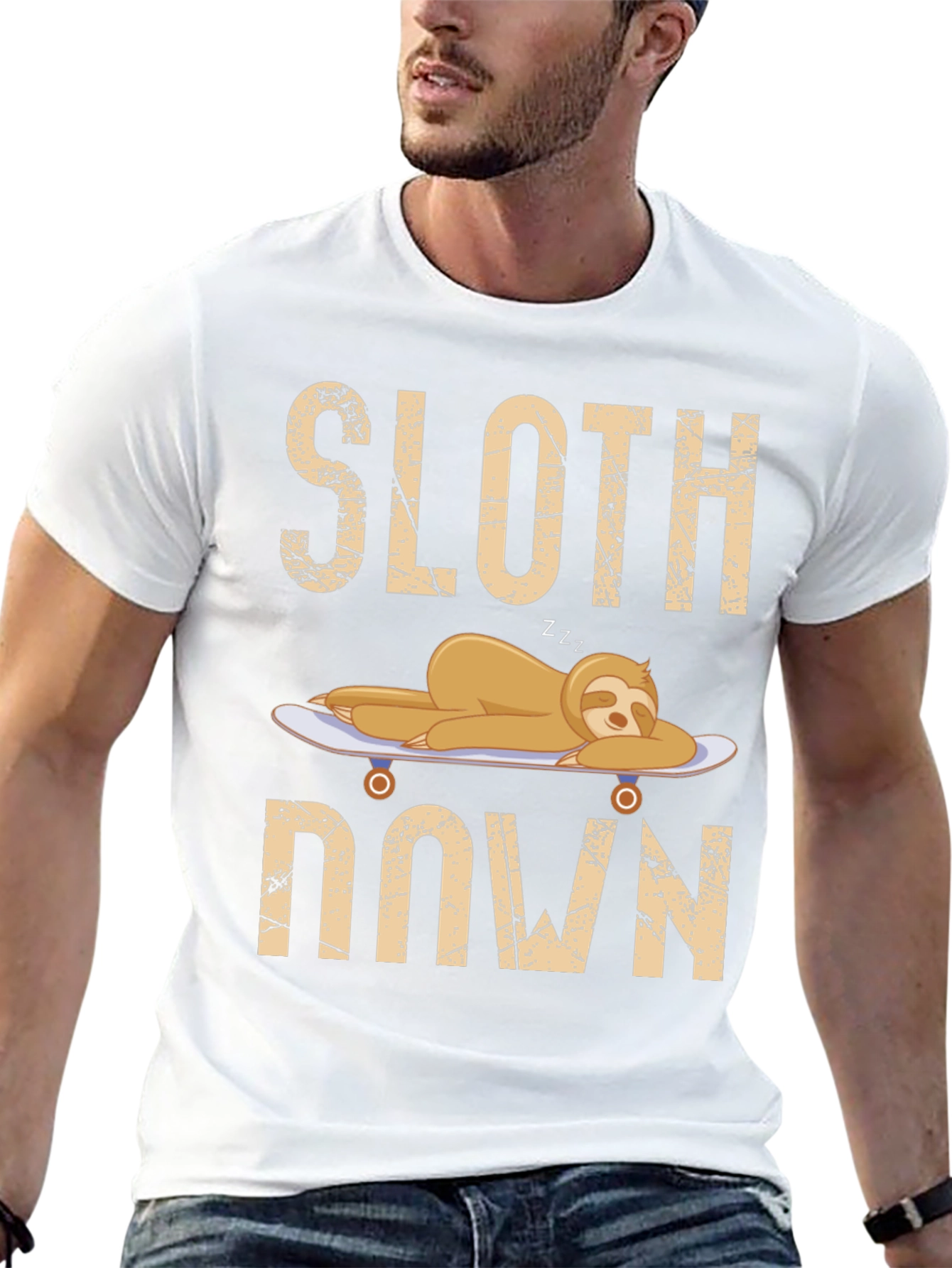 Sloth Down Skateboard Graphic Tee