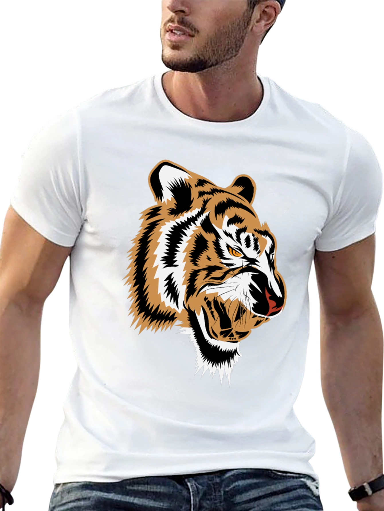 Bold Tiger Graphic Tee - Mens Black T-Shirt