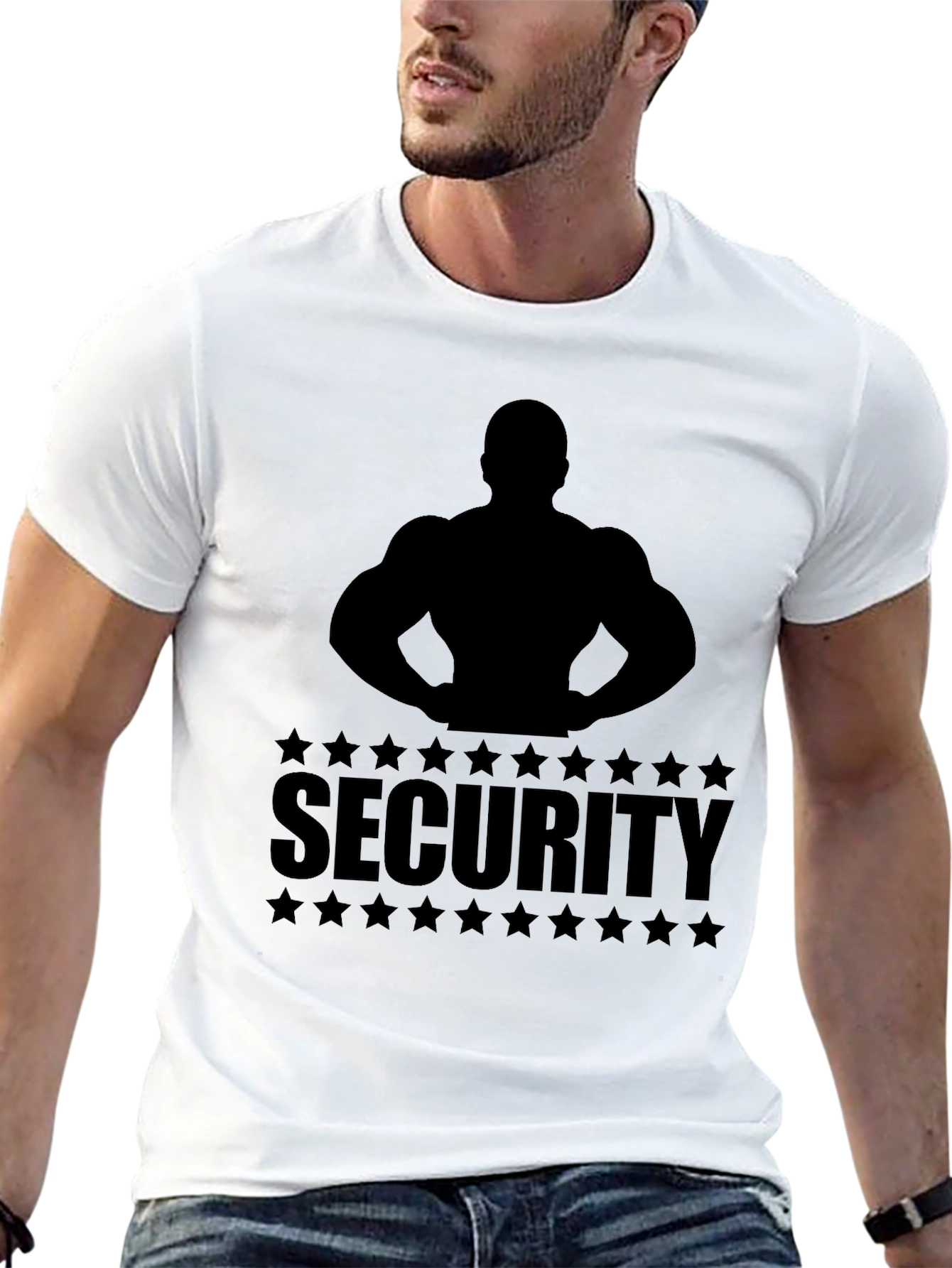Security Muscle Silhouette Graphic T-Shirt - Black
