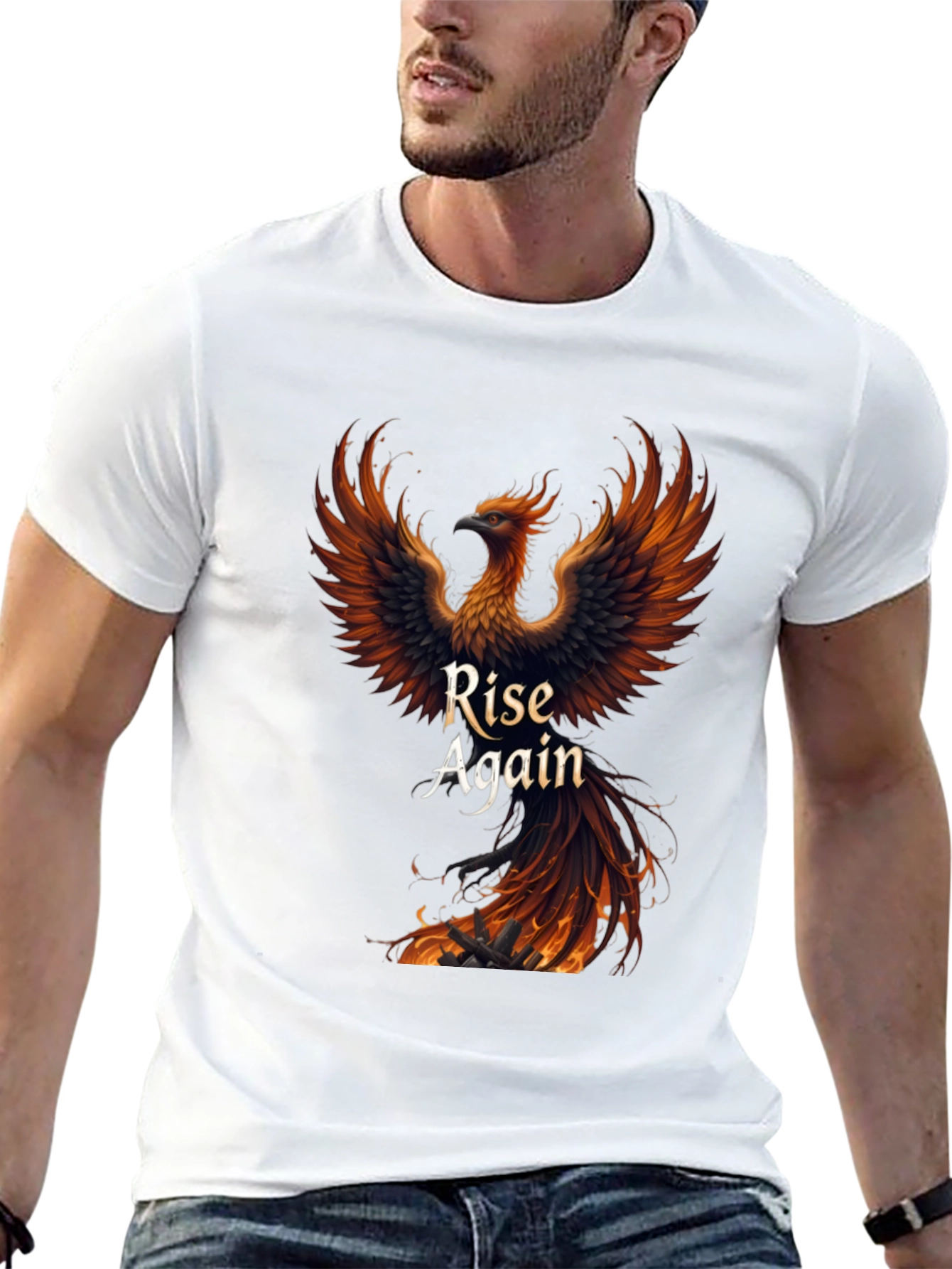 Rise Again Phoenix Graphic T-Shirt - Black