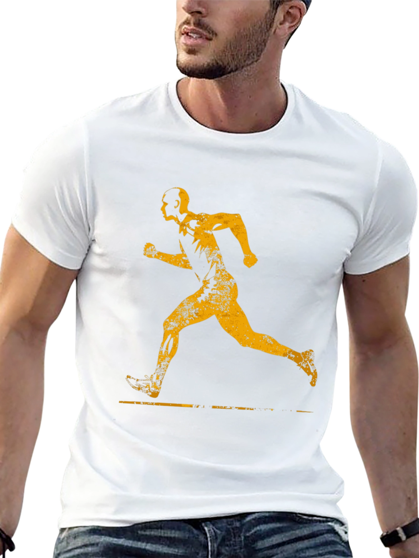 Mens Black Running Graphic Tee