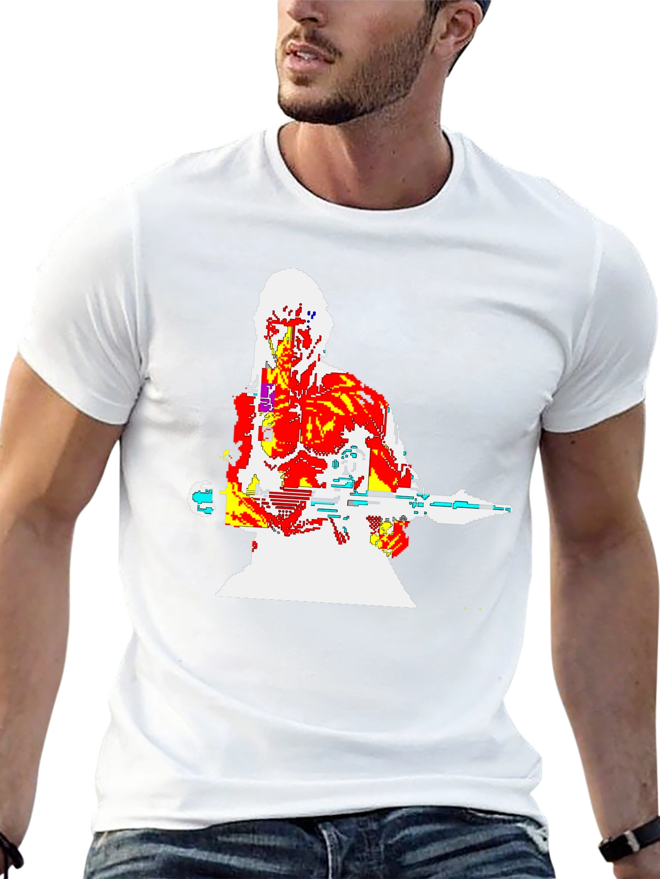 Retro 8-Bit Warrior Graphic T-Shirt