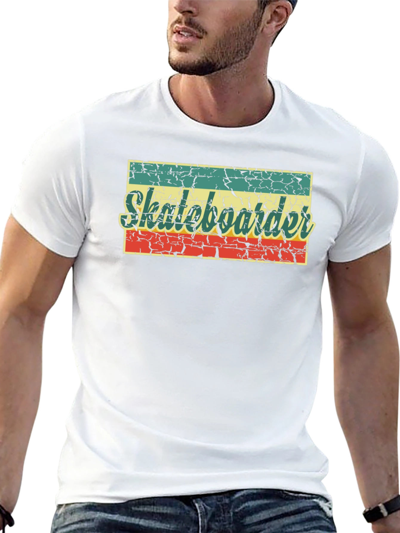 Retro Skateboarder Graphic Tee - Classic Black T-Shirt