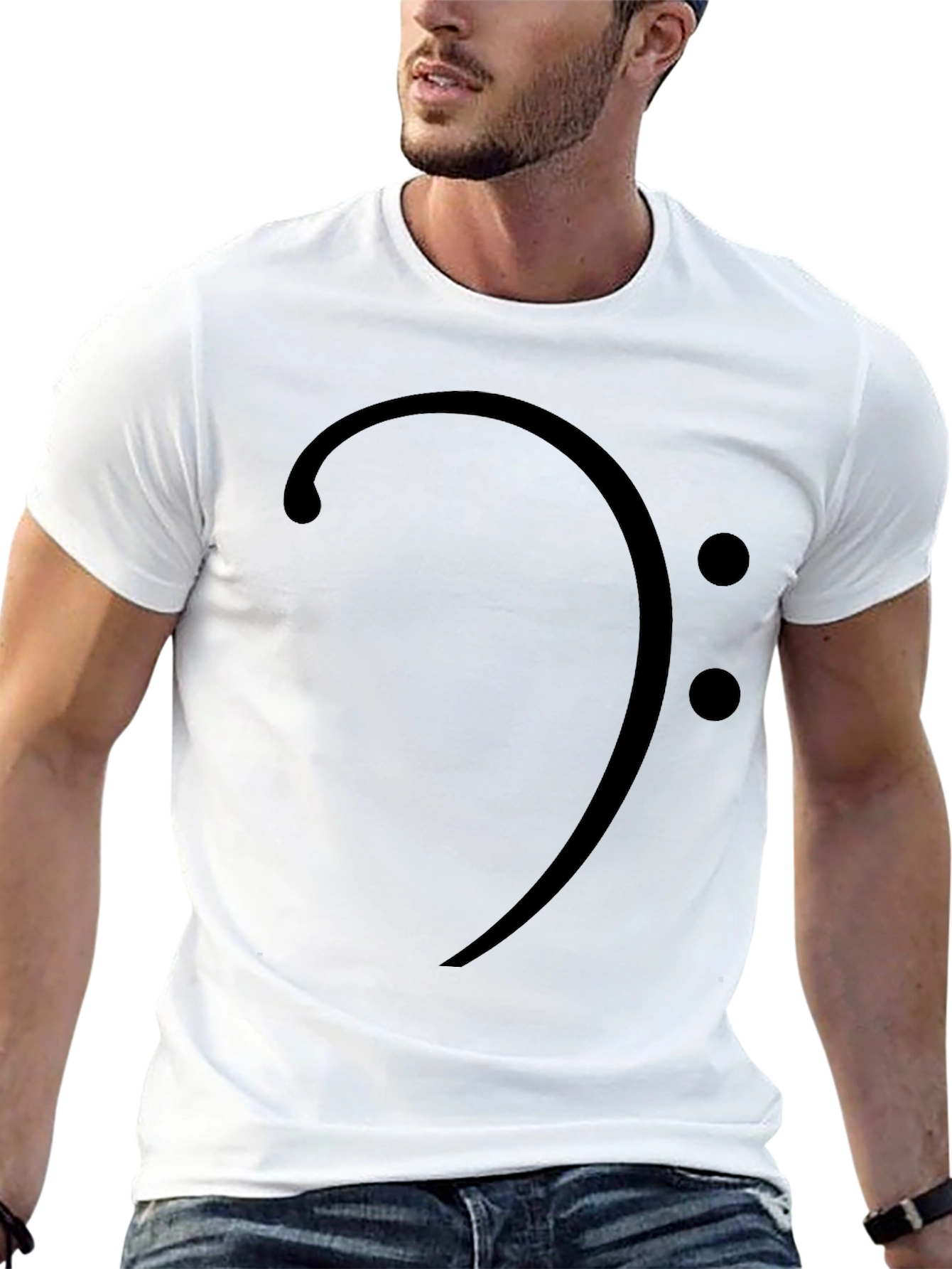 Bass Clef Black Graphic Tee - Music Lover T-Shirt