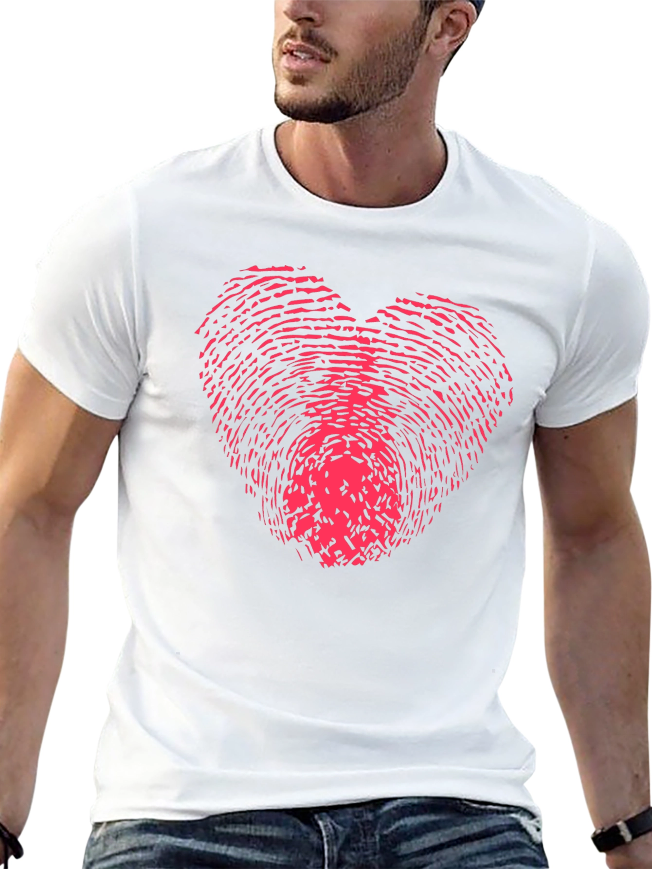 Fingerprint Heart Graphic Tee - Black