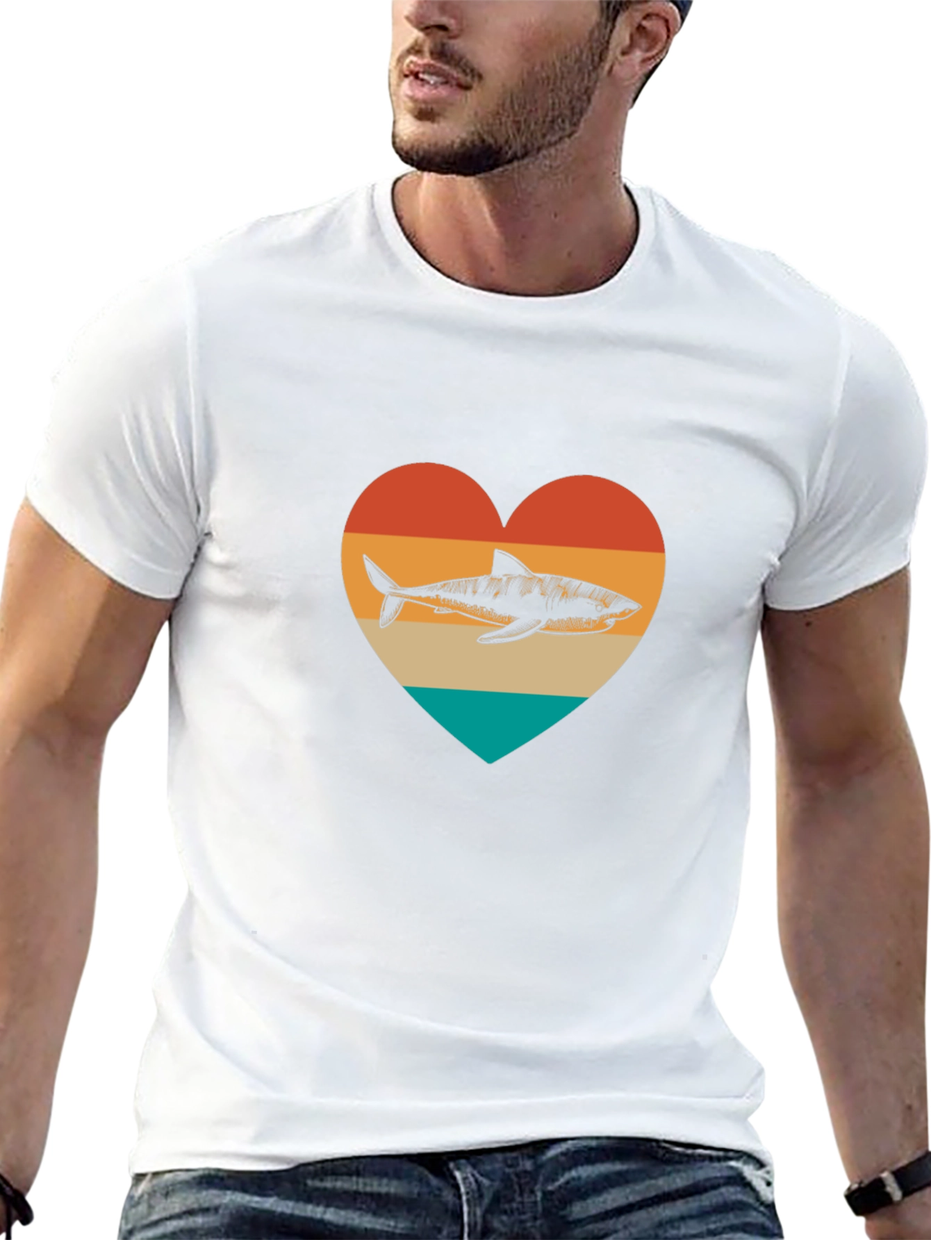 Shark Heart Graphic Tee - Black Cotton Blend