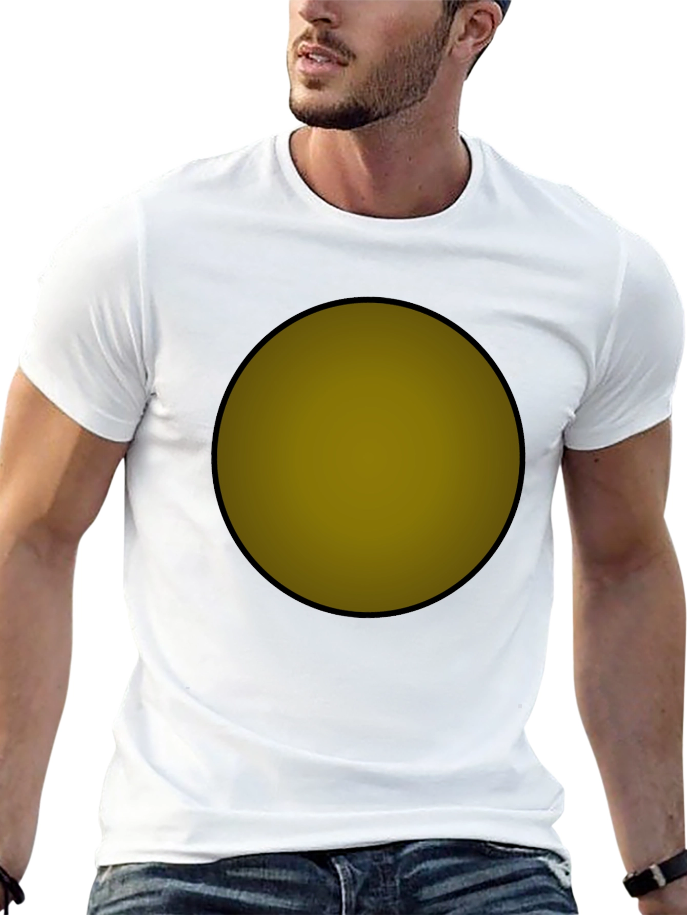 Black T-Shirt with Golden Circle Graphic