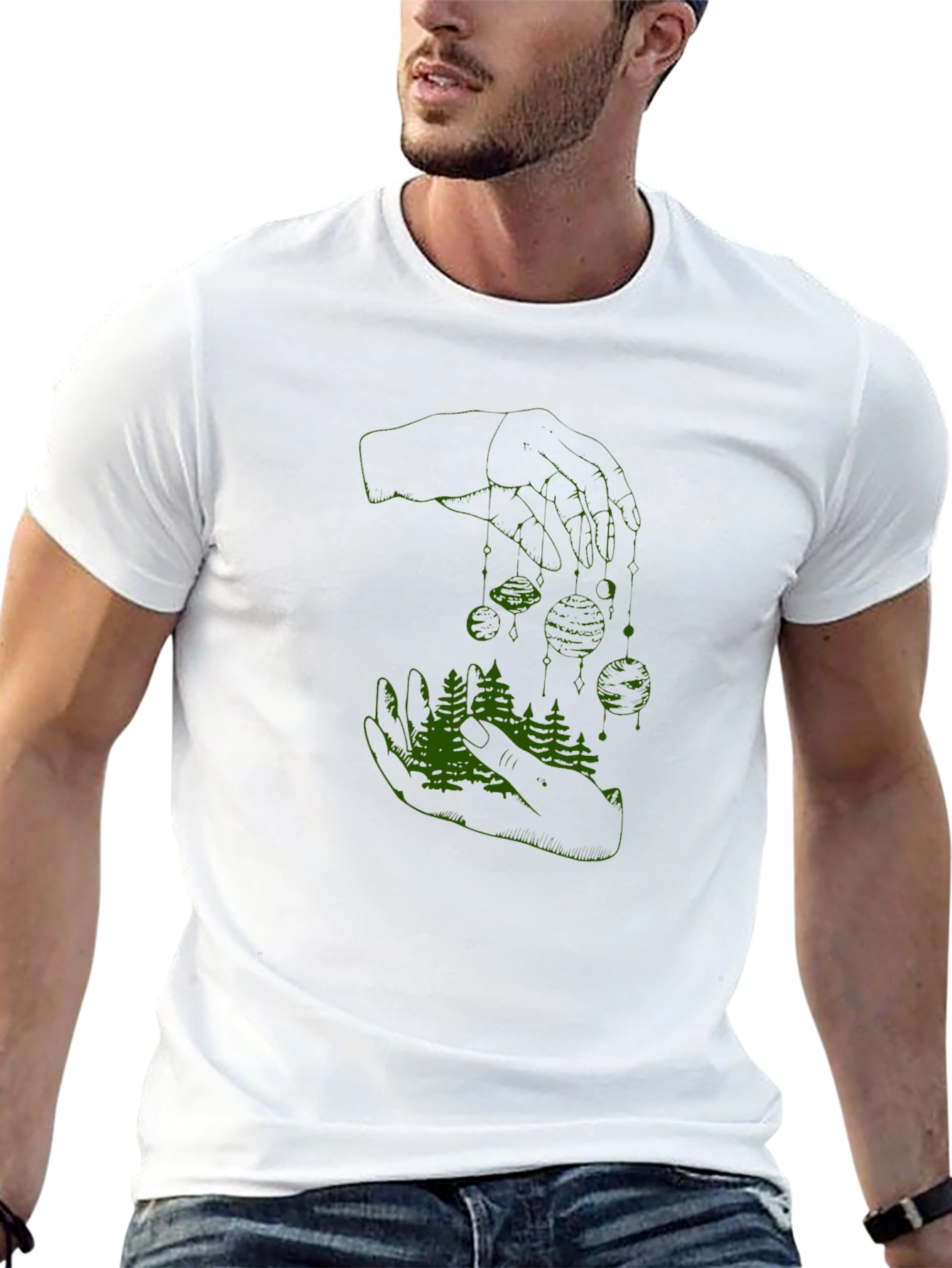 Nature in Hand Graphic Tee - Stylish Black T-Shirt