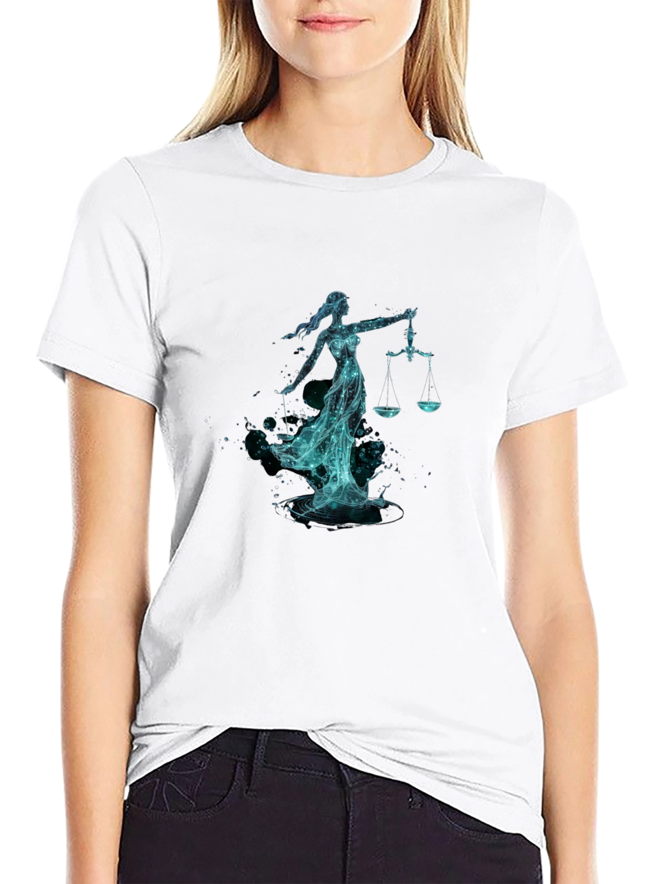Libra Zodiac Graphic Tee - Black Cotton Comfort