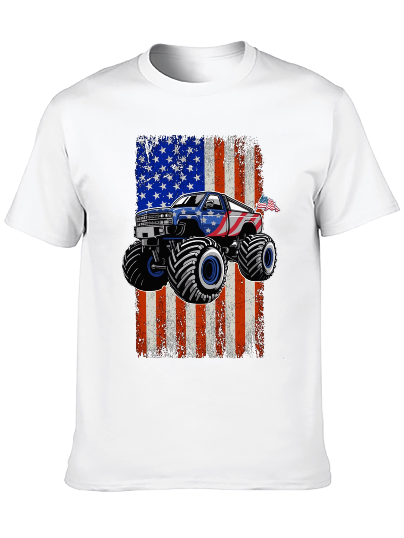 American Flag Monster Truck Graphic T-Shirt