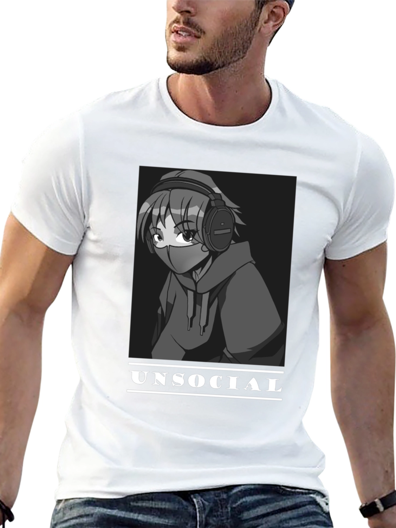 Unsocial Anime Graphic Tee - Black Unisex T-Shirt