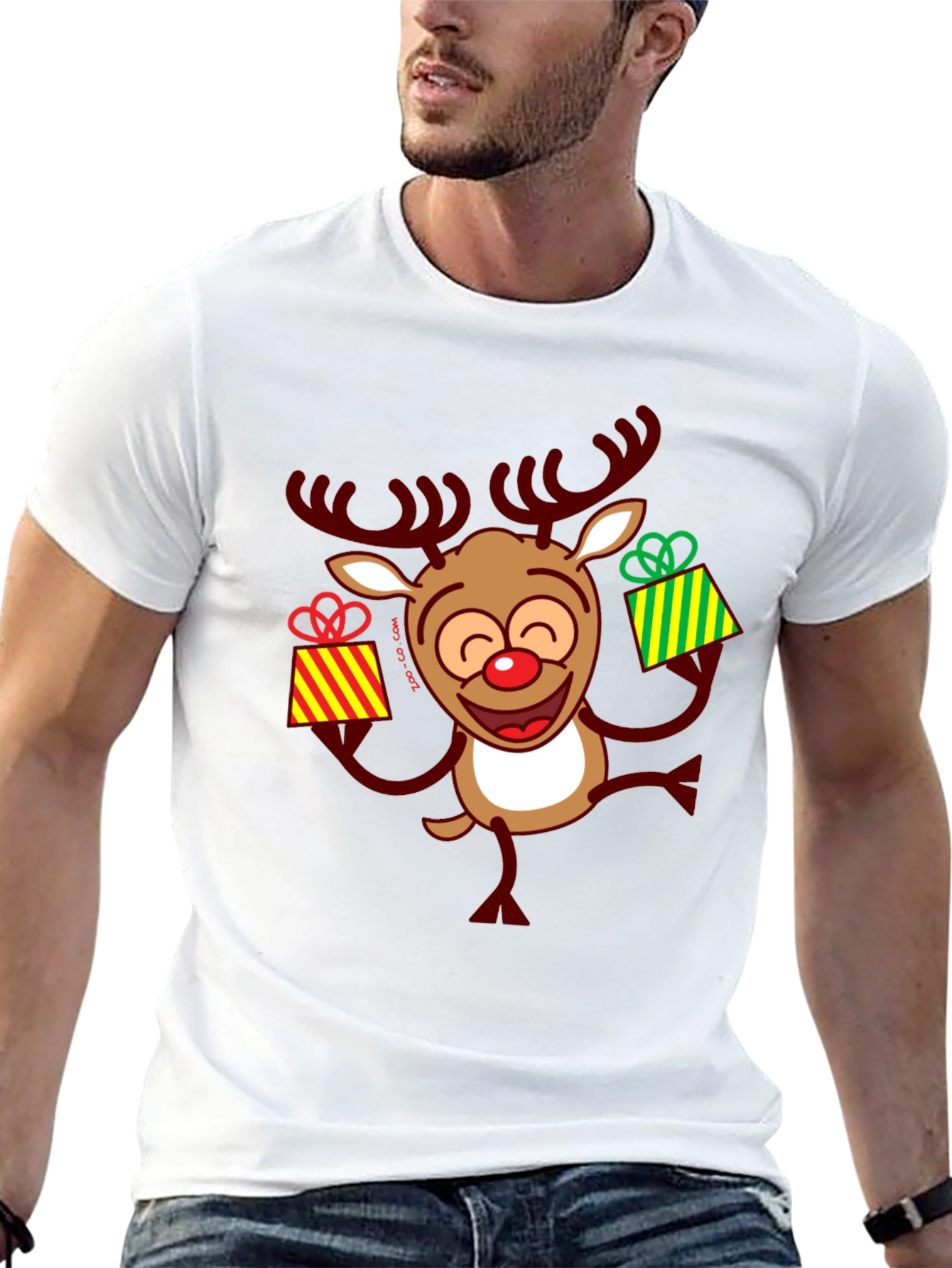 Festive Reindeer Christmas Graphic Tee