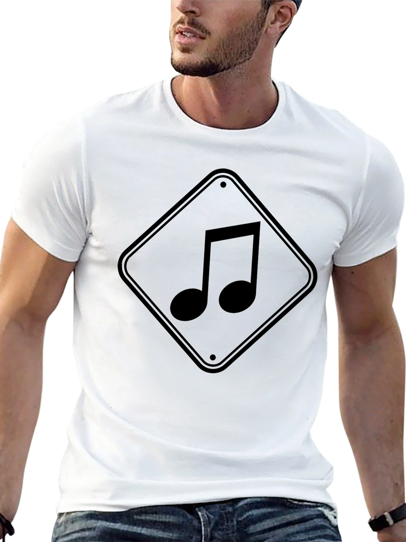 Music Note Graphic Tee - Black Cotton Shirt