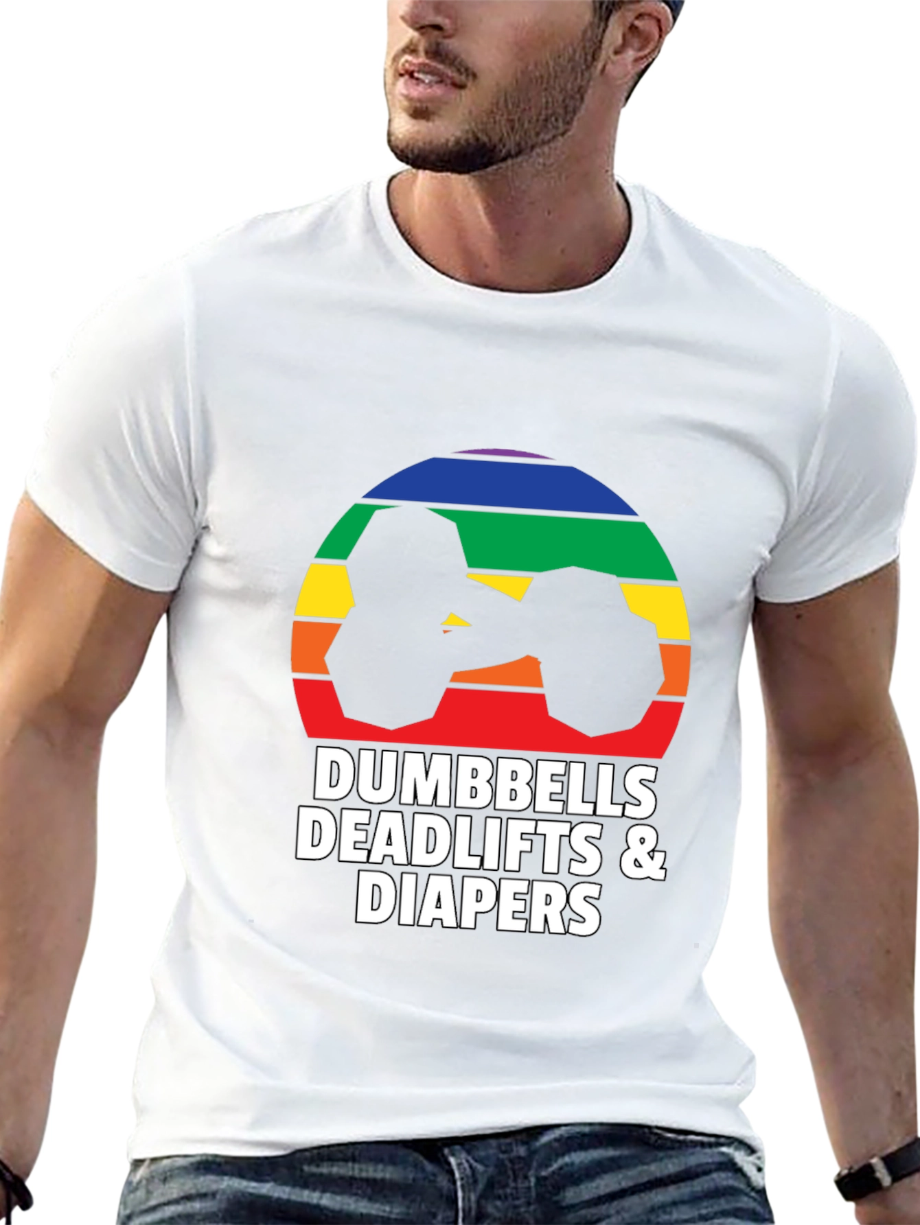 Dumbbells Deadlifts & Diapers Graphic Tee