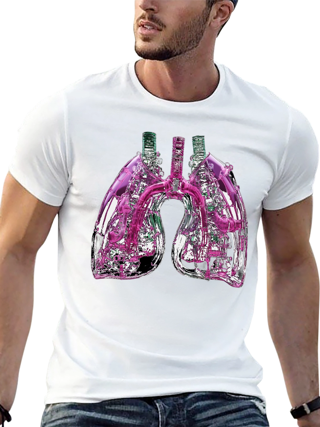 Abstract Lungs Graphic Tee - Black Cotton Blend