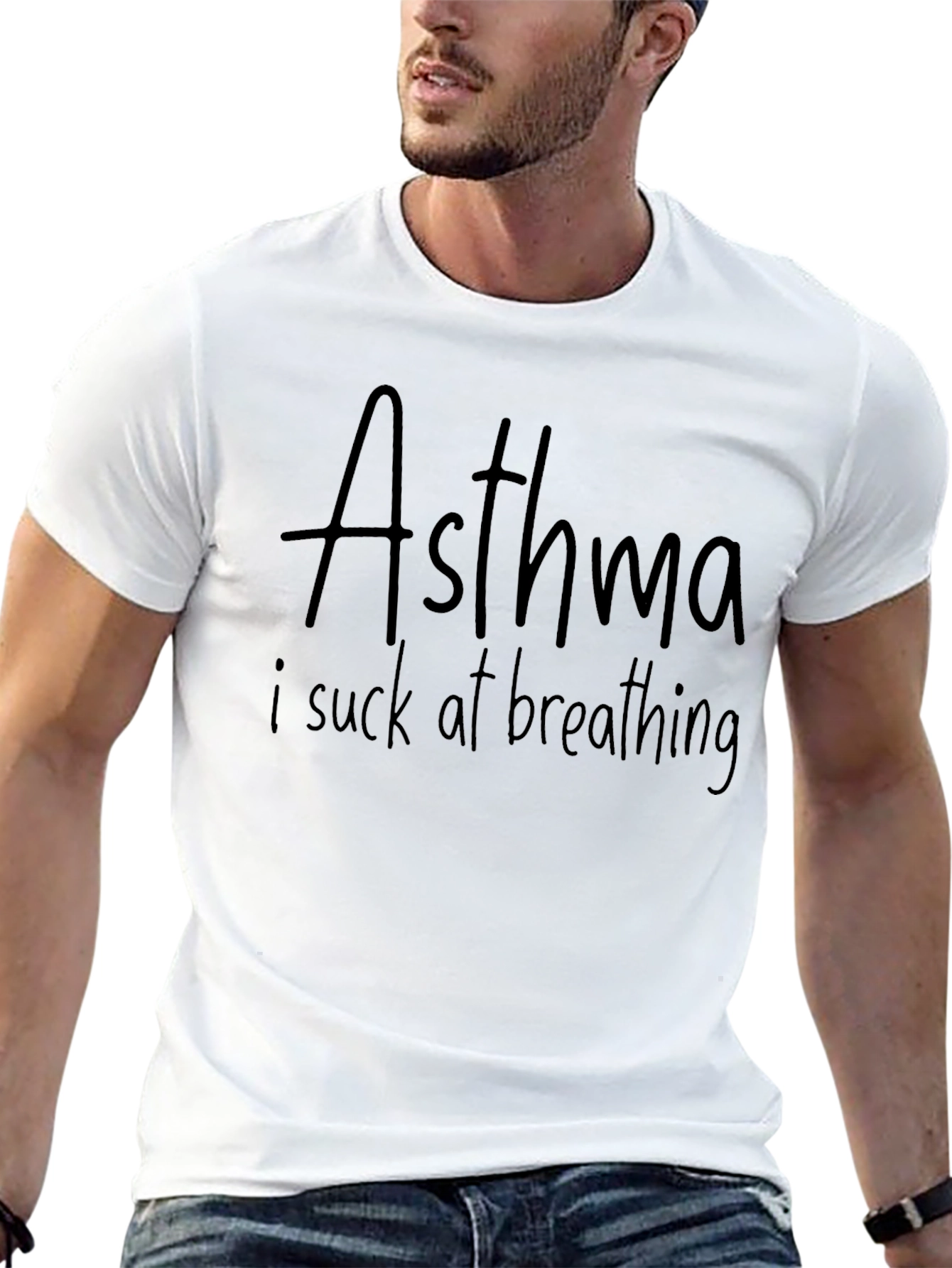 Asthma I Suck At Breathing Black T-Shirt