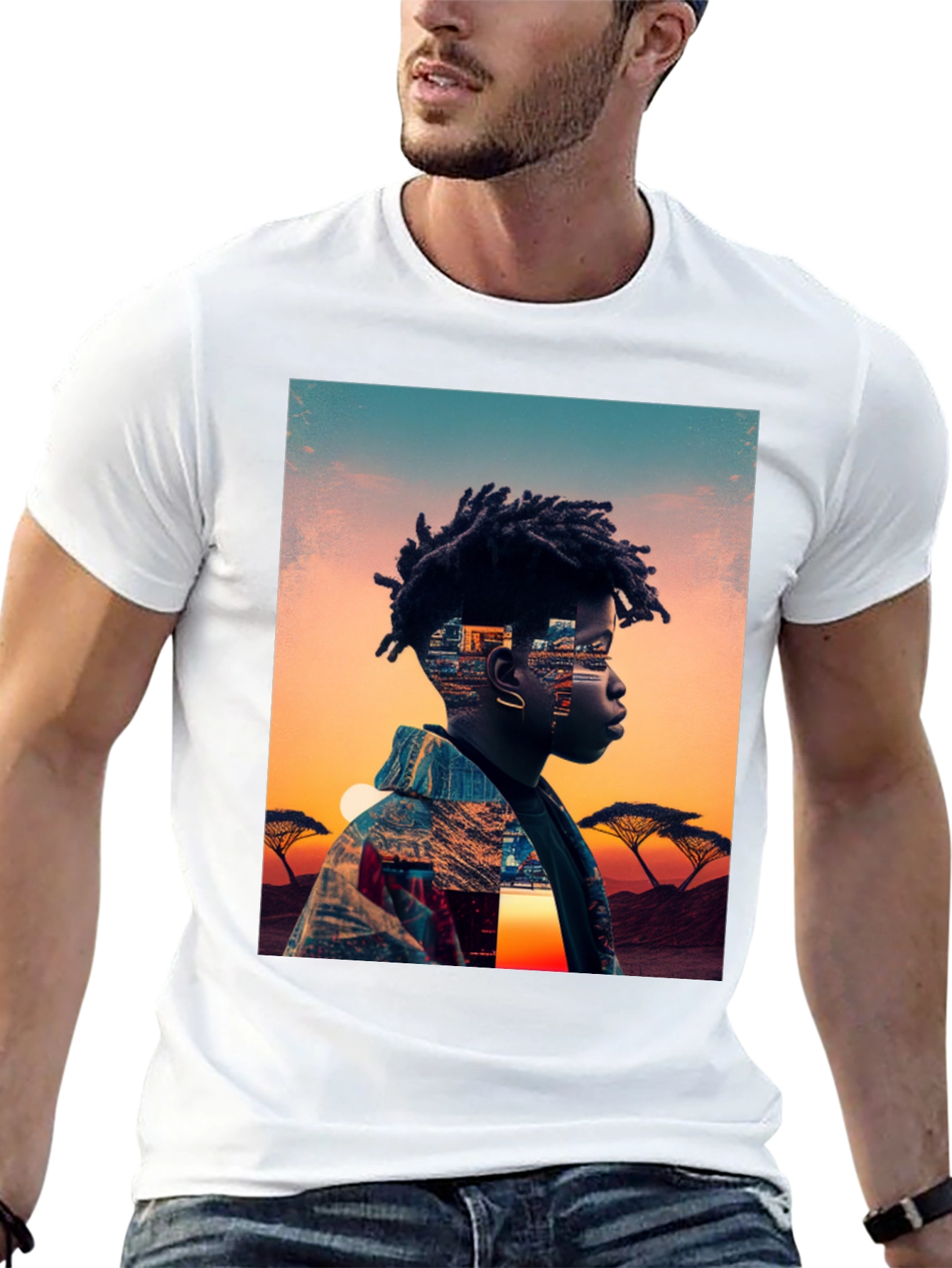 Sunset Portrait Graphic Tee - Black