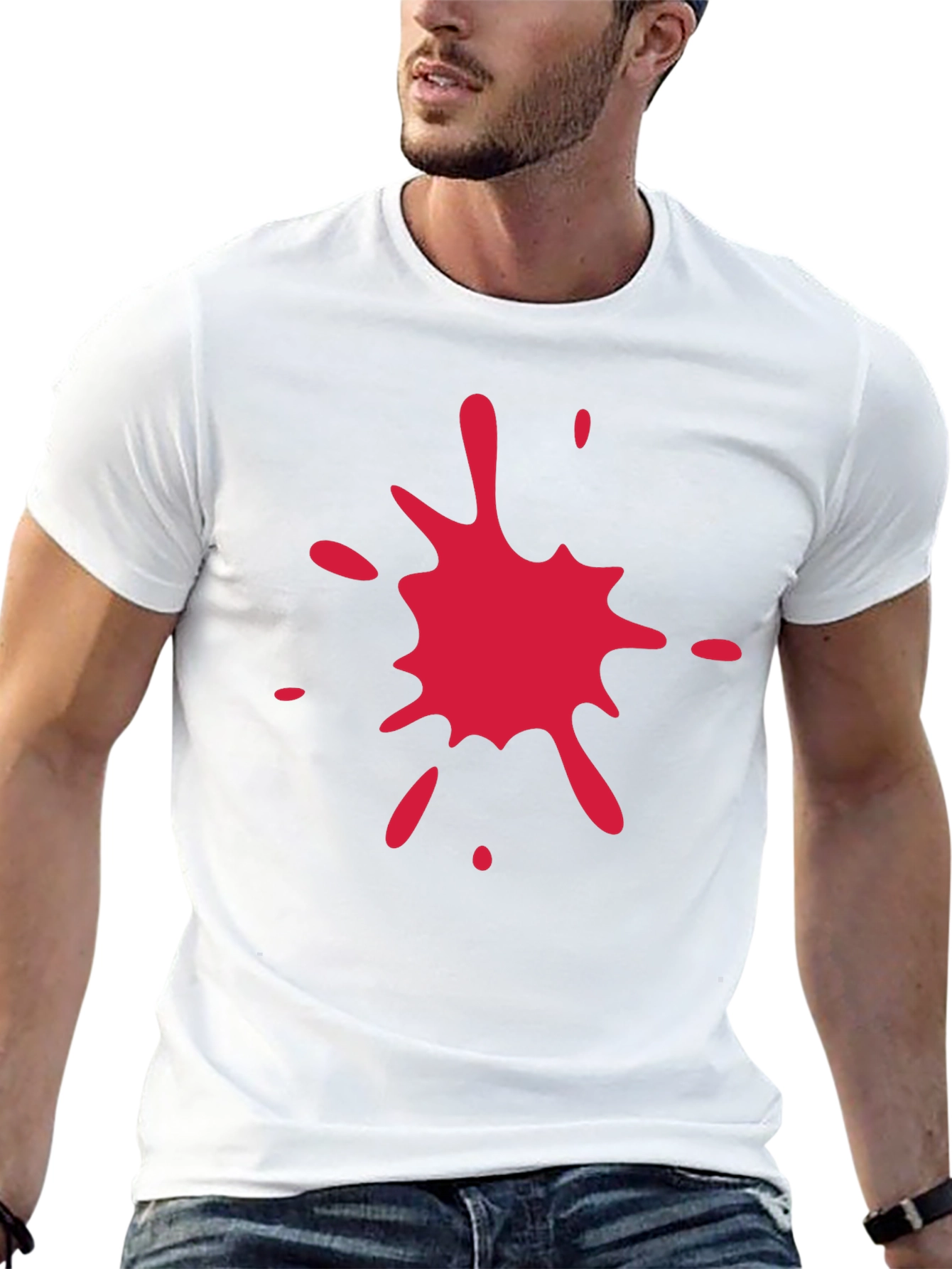 Black T-Shirt with Red Splatter Graphic