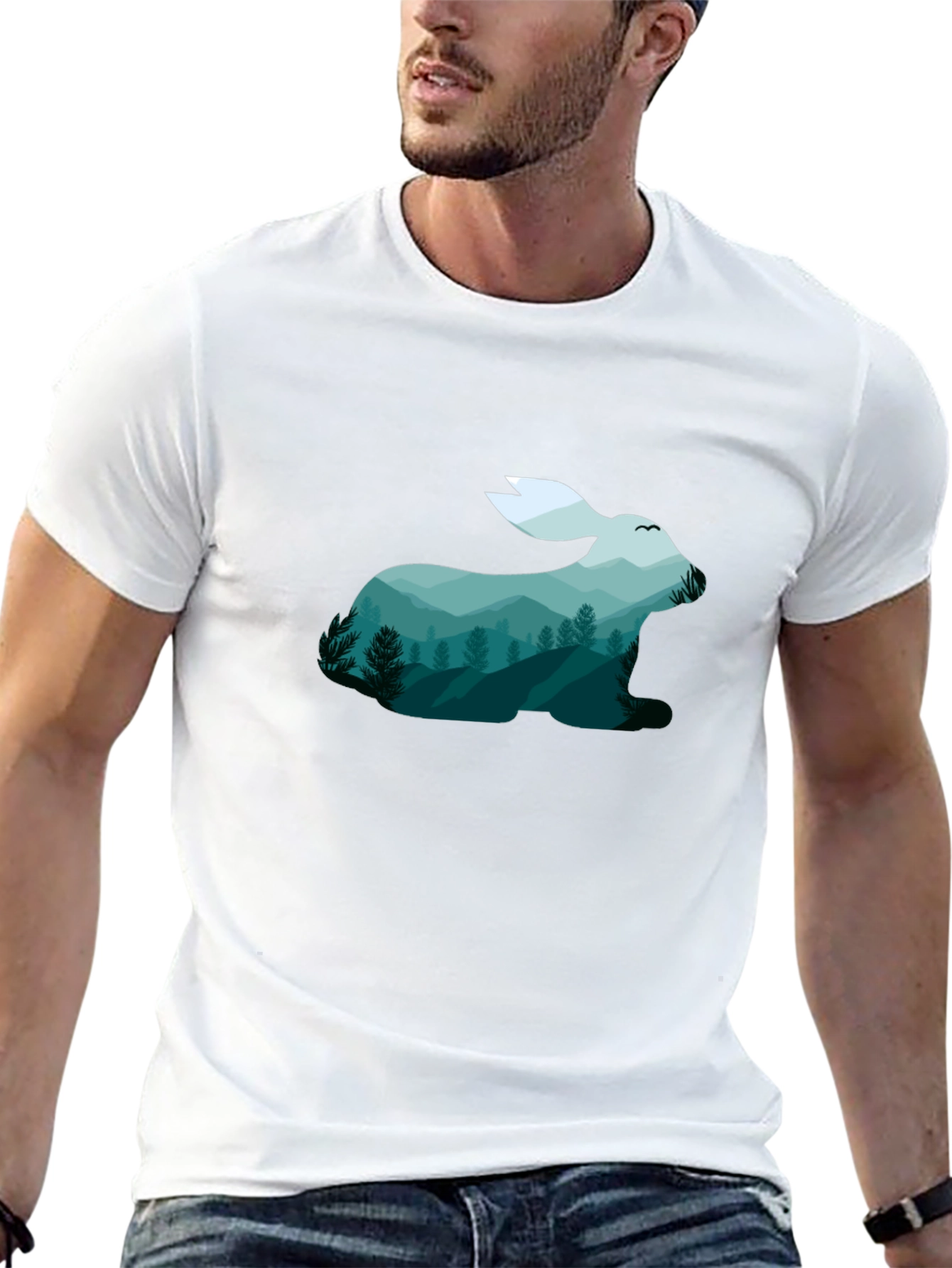 Nature Rabbit Graphic Tee - Soft Cotton Blend