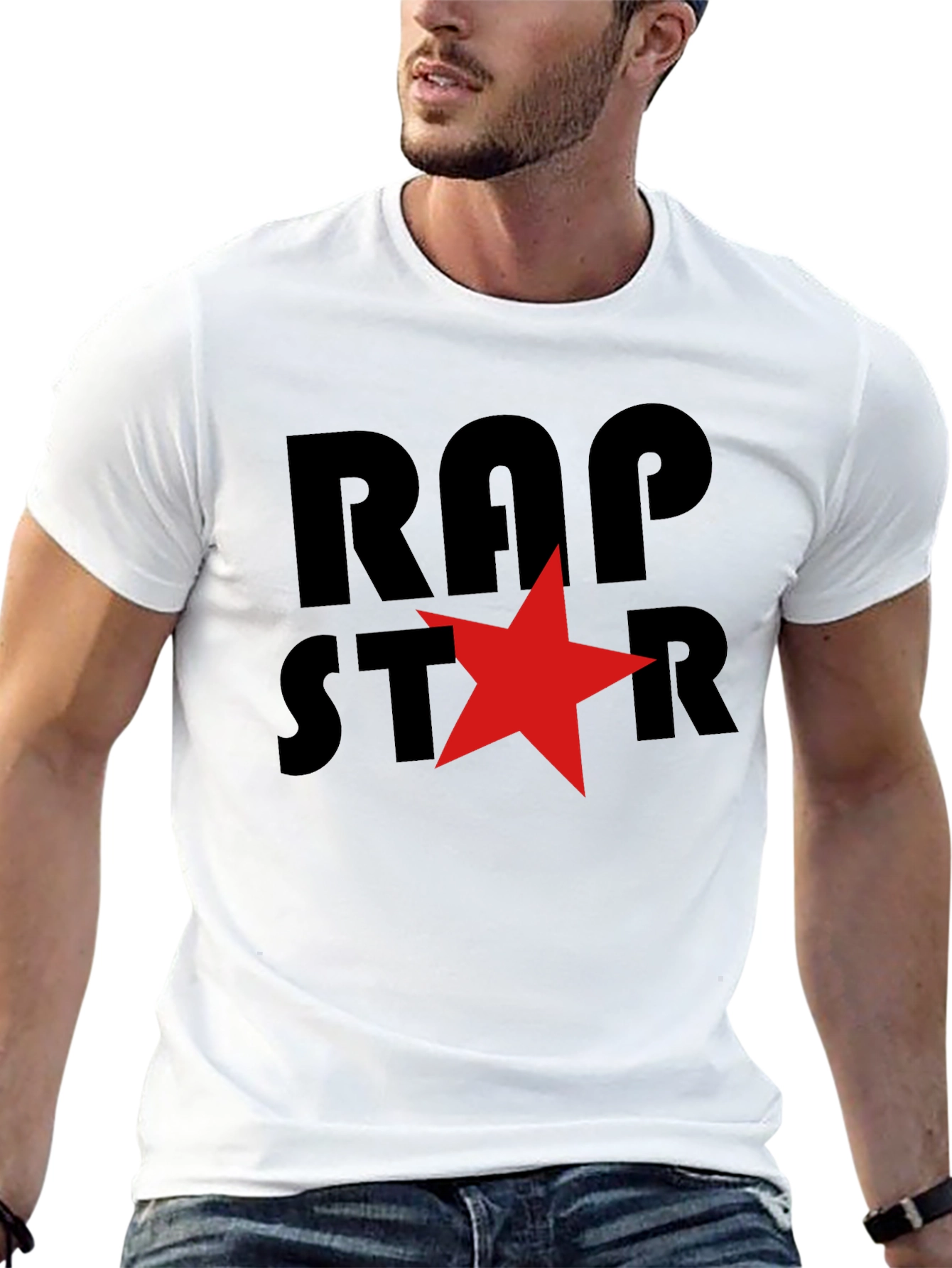 Rap Star Graphic Tee - Black Cotton T-Shirt