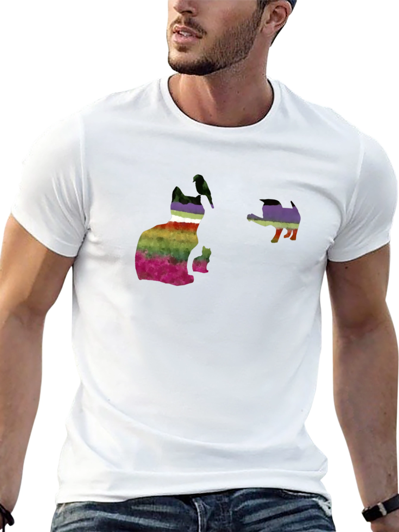 Rainbow Cat & Hedgehog Graphic Tee