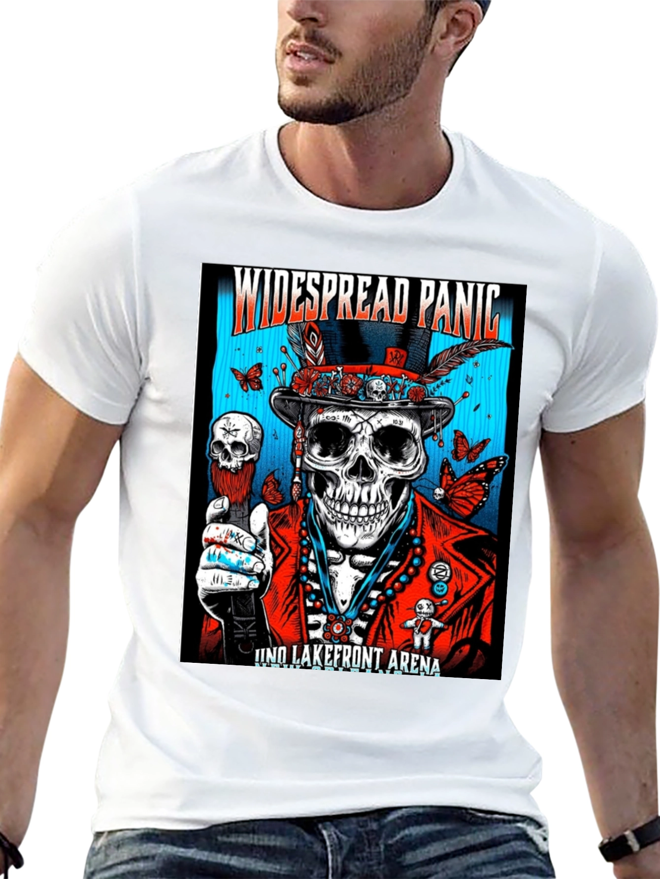 Widespread Panic Black T-Shirt Skeleton Voodoo Man