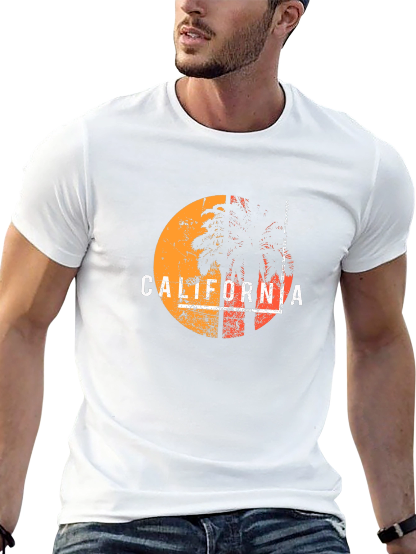 California Seal Beach Palm Tree Graphic Tee