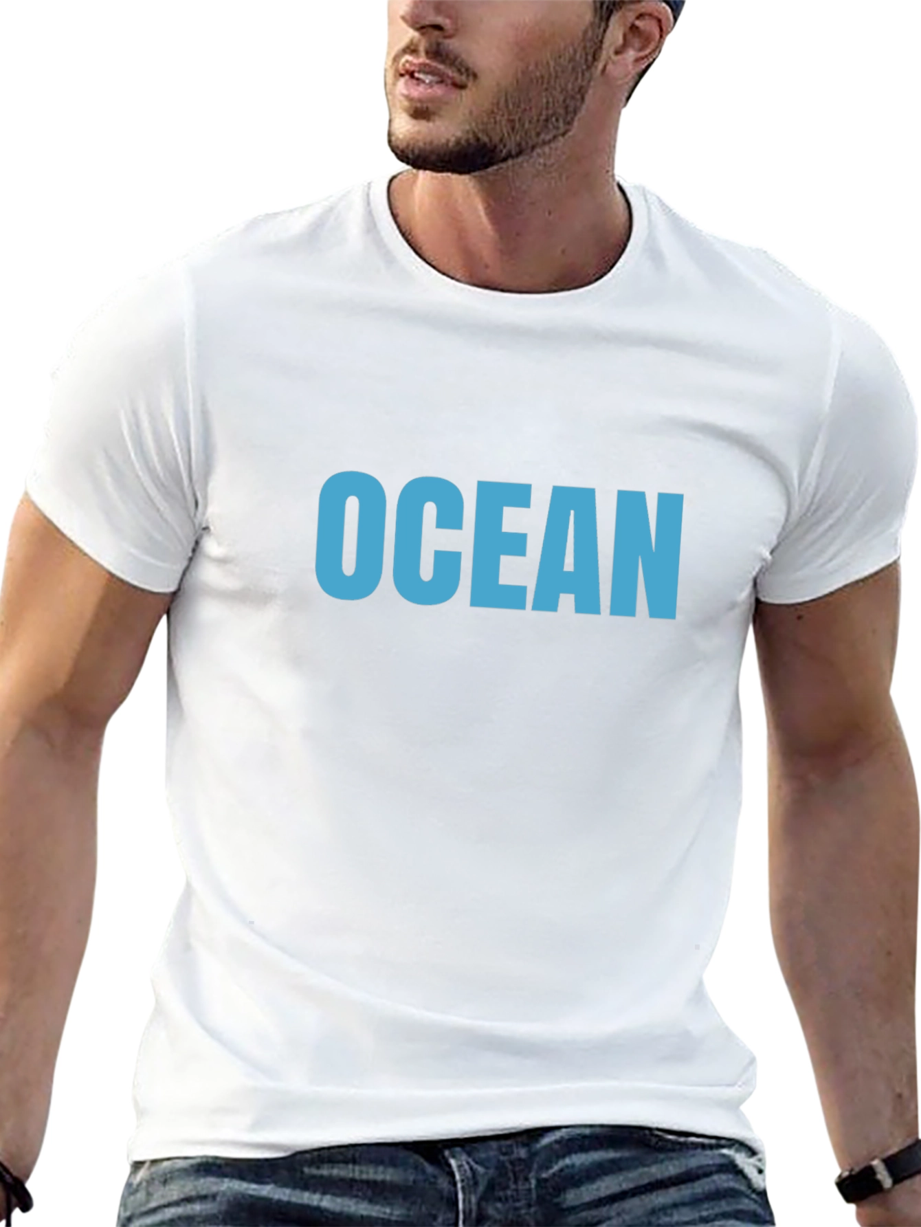 Ocean Blue Graphic Black T-Shirt
