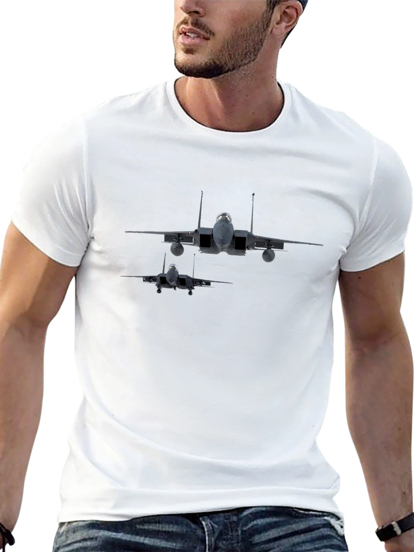 Jet Fighter Graphic Print Tee - Black