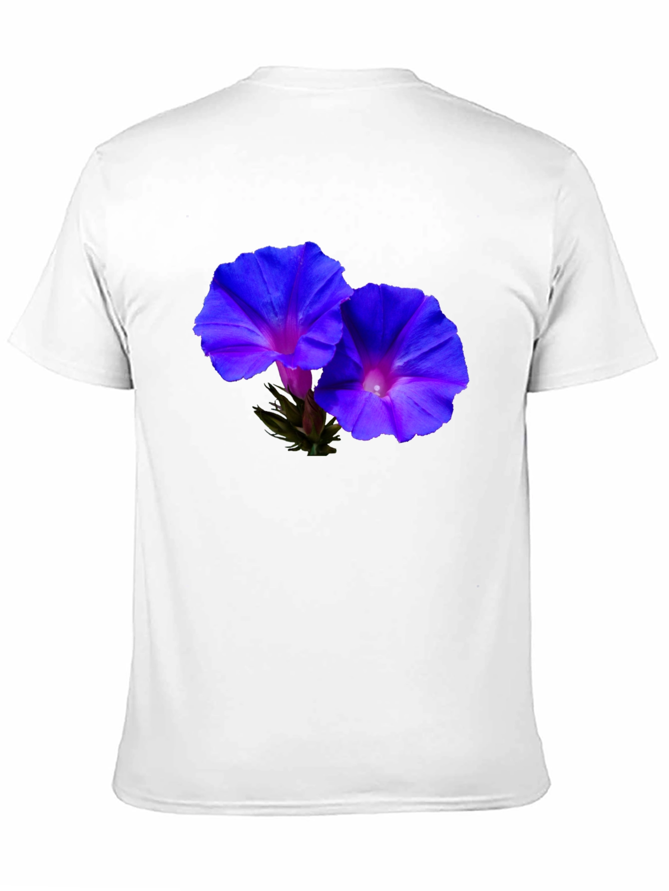 Floral Morning Glory Print Black T-Shirt