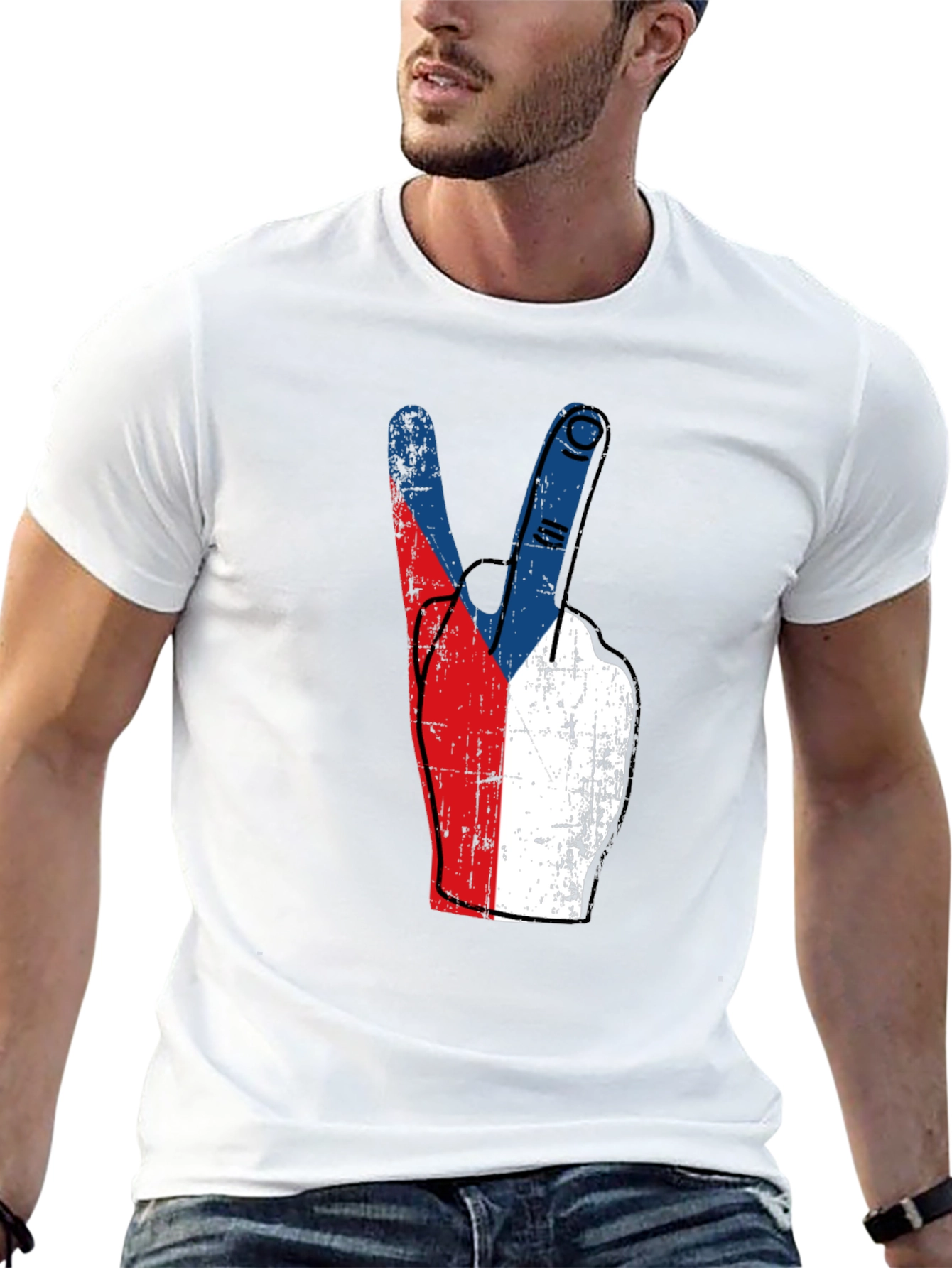 Czech Republic Flag Peace Sign T-Shirt