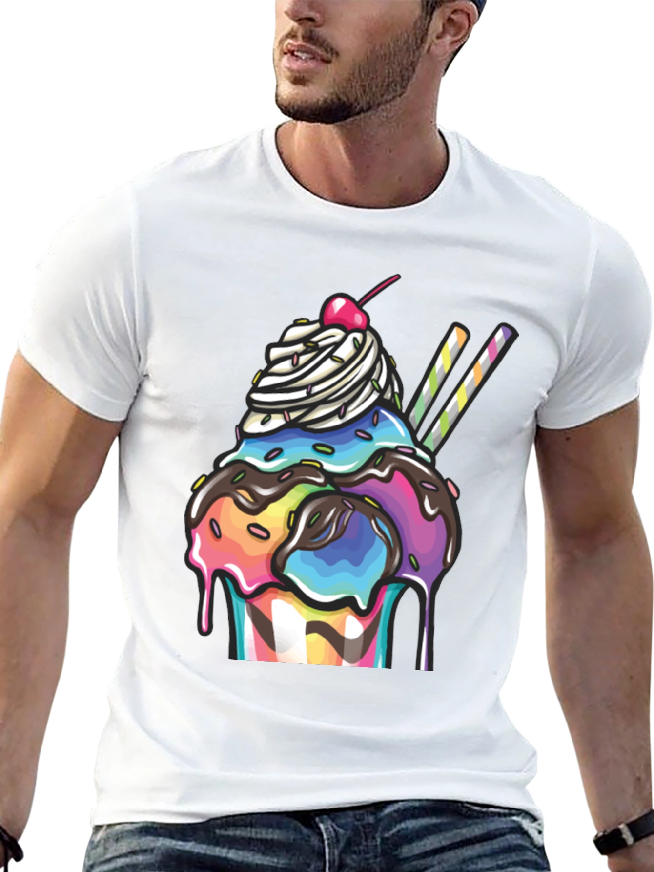 Ice Cream Sundae Graphic T-Shirt - Black