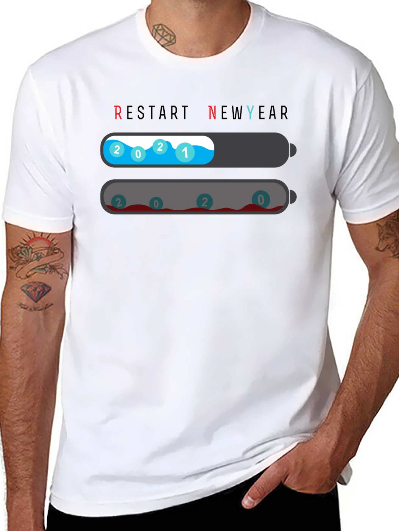 Restart New Year T-Shirt - 2021 Full Charge
