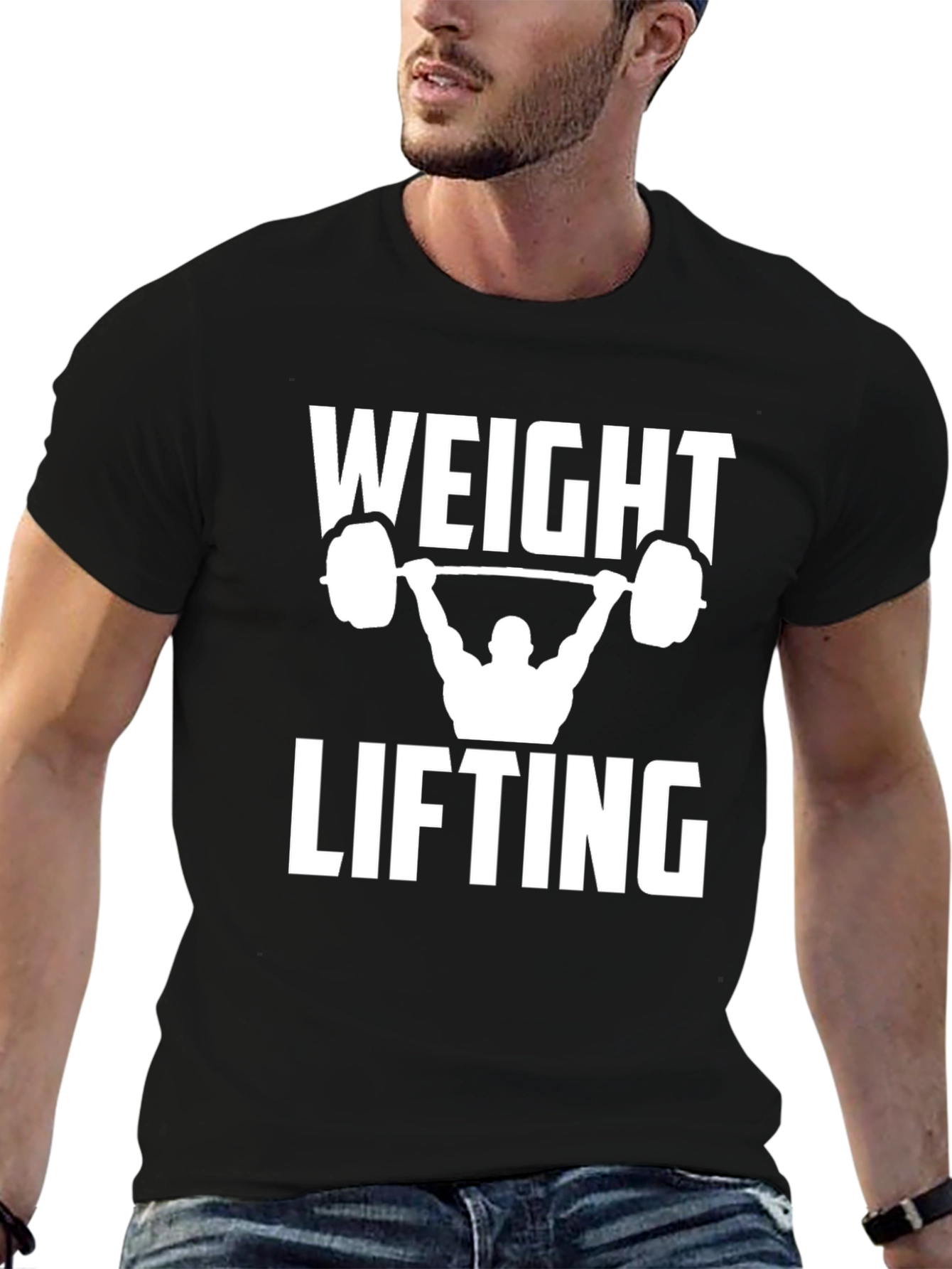 Weight Lifting Graphic Tee - Black Cotton T-Shirt