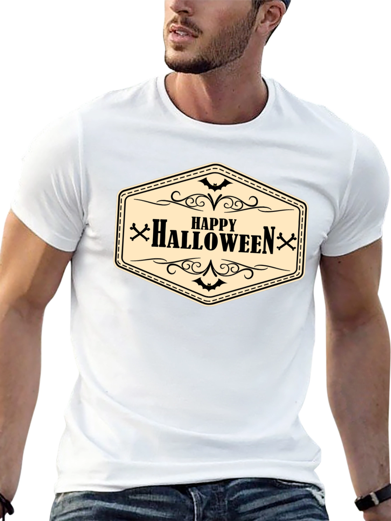 Happy Halloween Graphic T-Shirt - Mens Black Tee