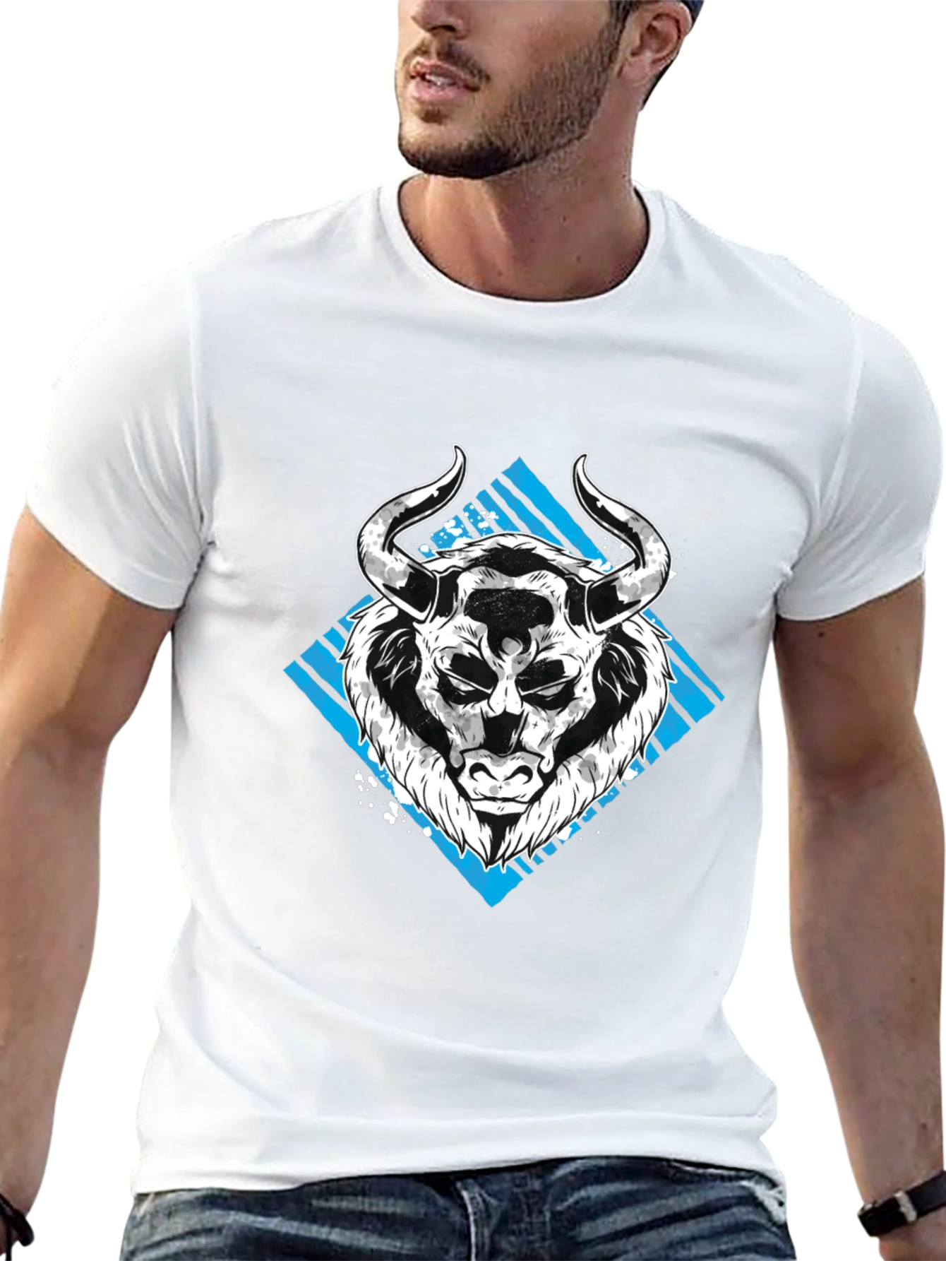 Bull Graphic Tee - Mens Black Cotton T-Shirt