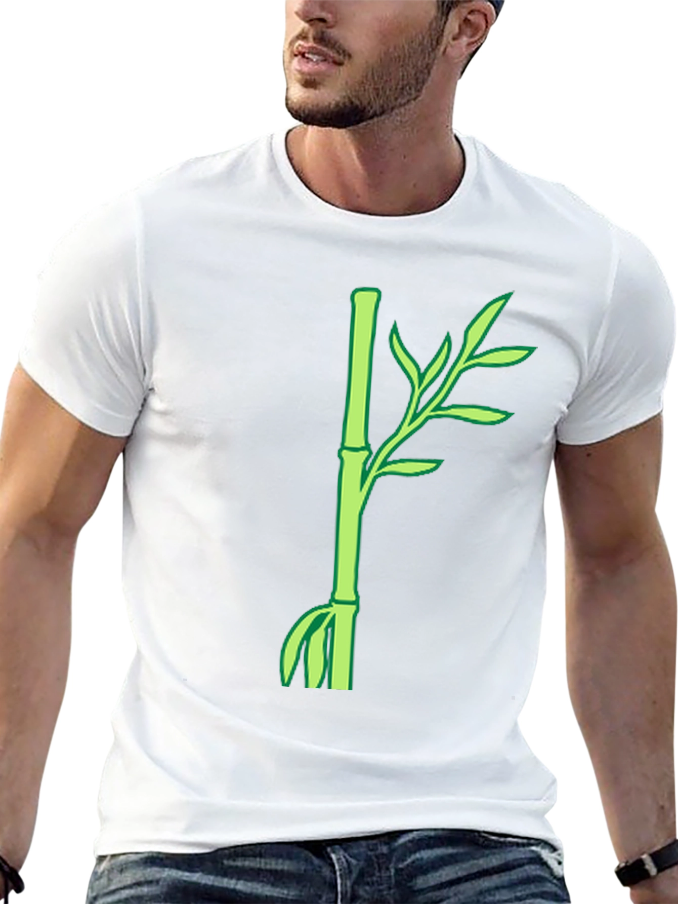 Bamboo Plant Graphic T-Shirt - Casual Style