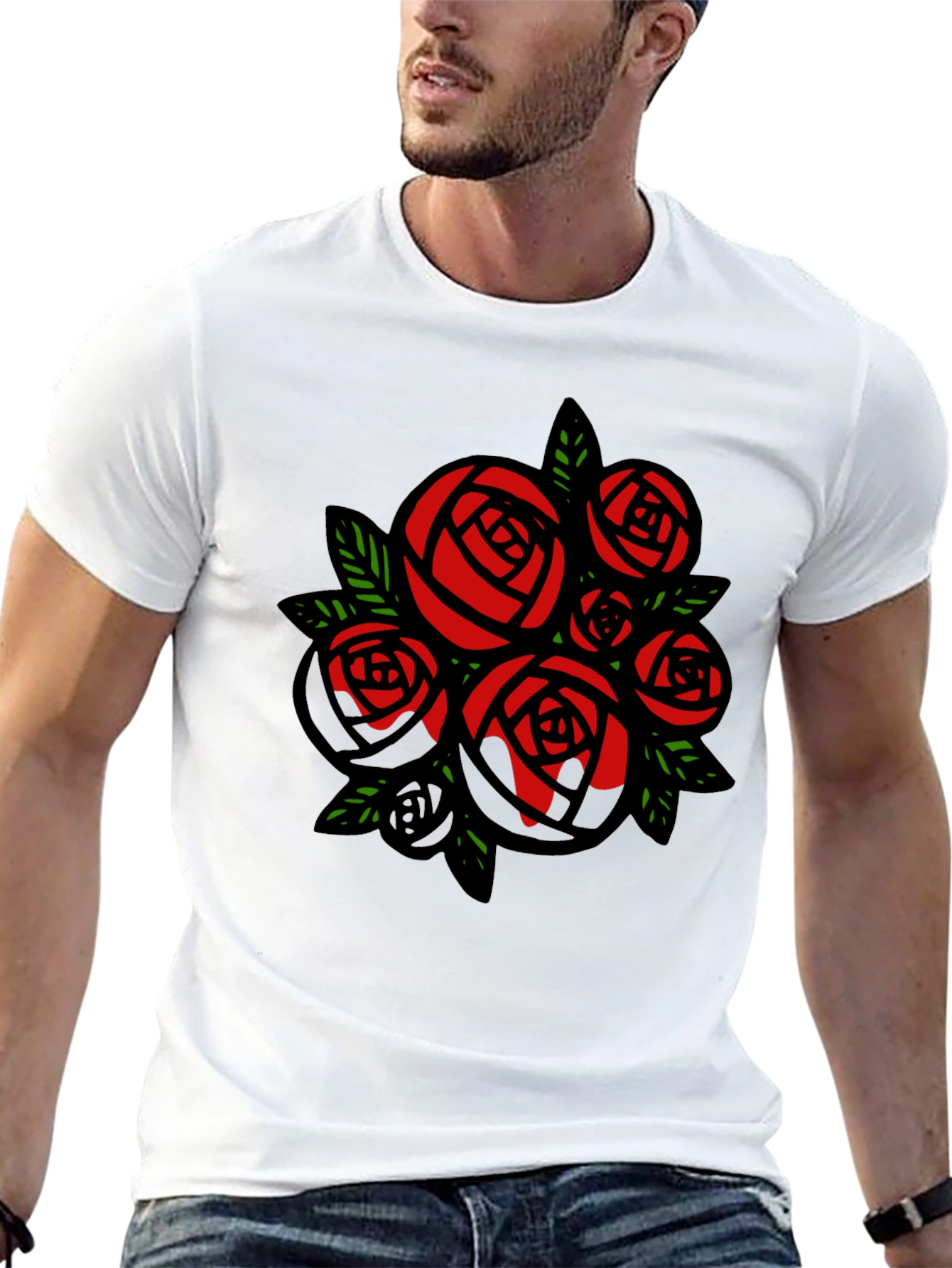 Rose Bouquet Graphic Tee - Black