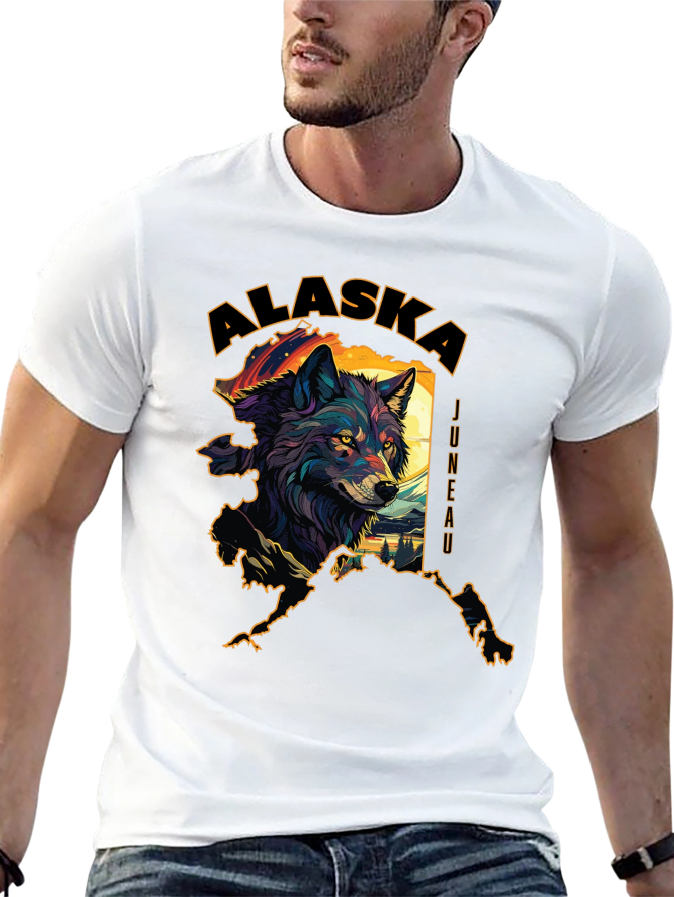 Alaska Wolf Graphic Tee - Juneau Souvenir Shirt
