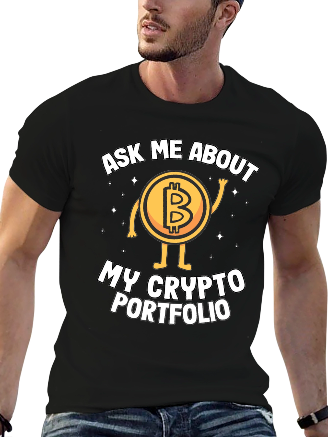 Bitcoin Crypto Portfolio Black Graphic T-Shirt