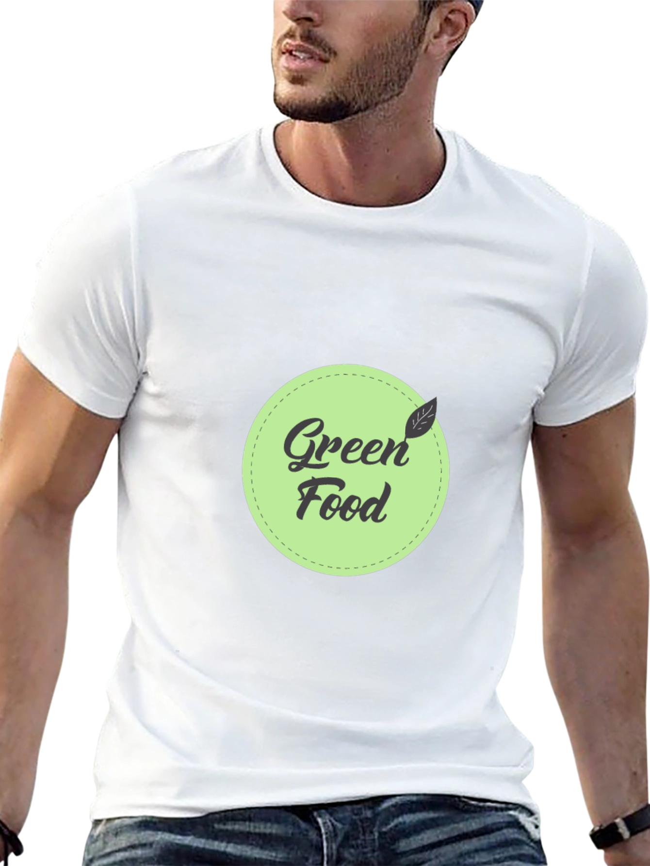 Green Food Graphic Black T-Shirt