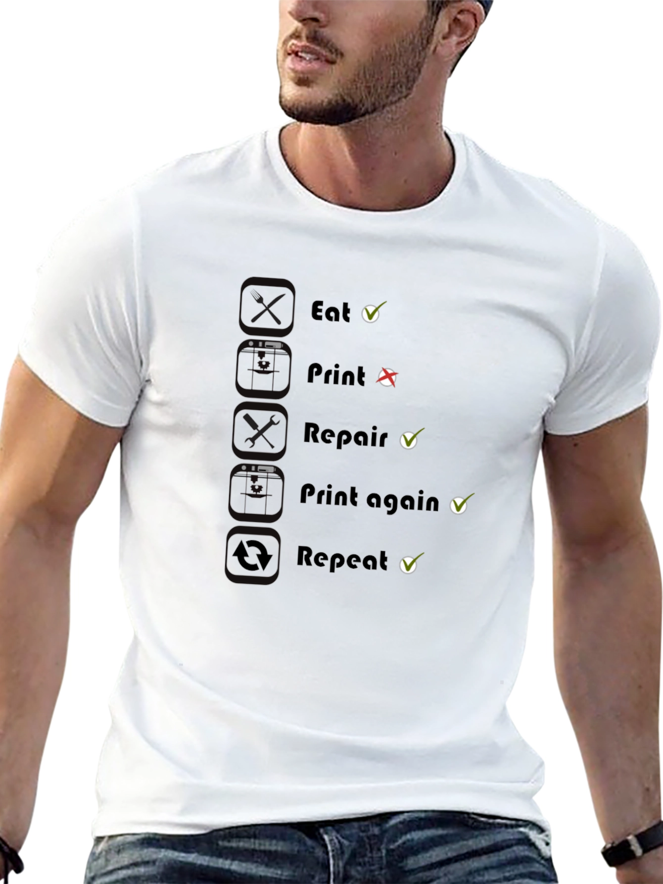 Eat Print Repair Funny Graphic T-Shirt