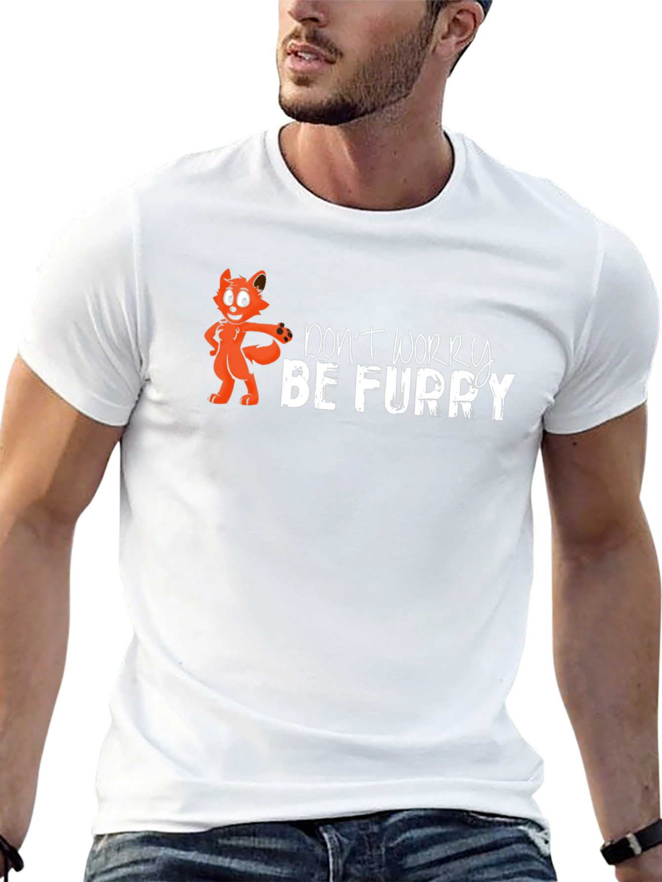 Dont Worry Be Furry Black T-Shirt