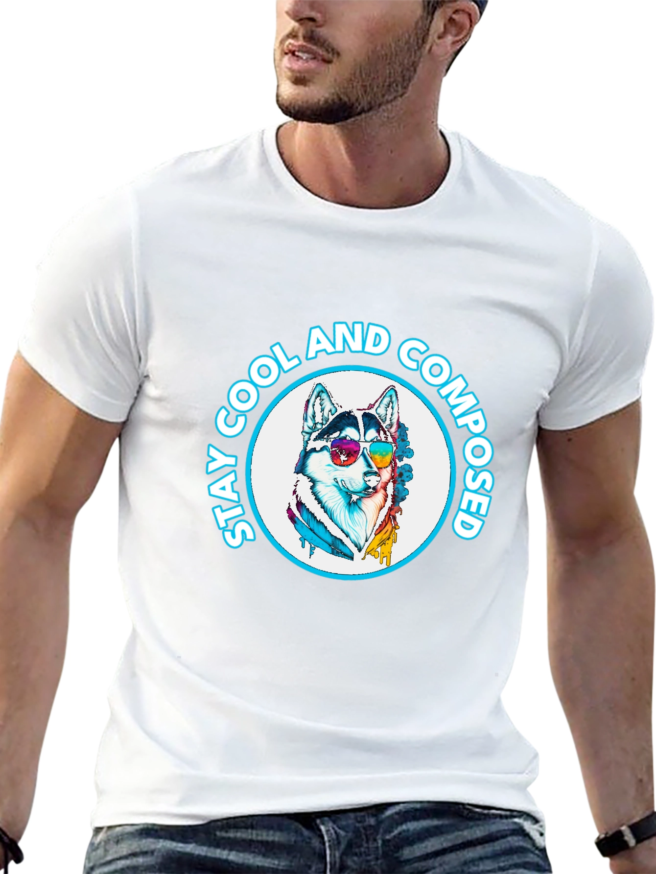 Cool Husky Graphic Tee - Stay Cool & Composed!